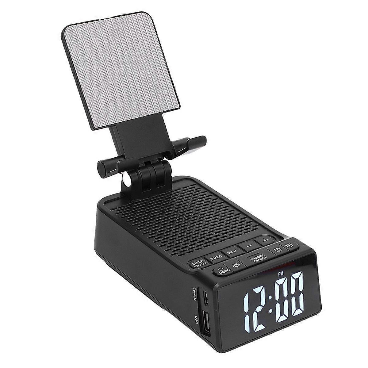 Desktop Phone Holder Bluetooth Alarm Clock Wireless Speaker Cell Phone Stand 7 Lighting Modes 180