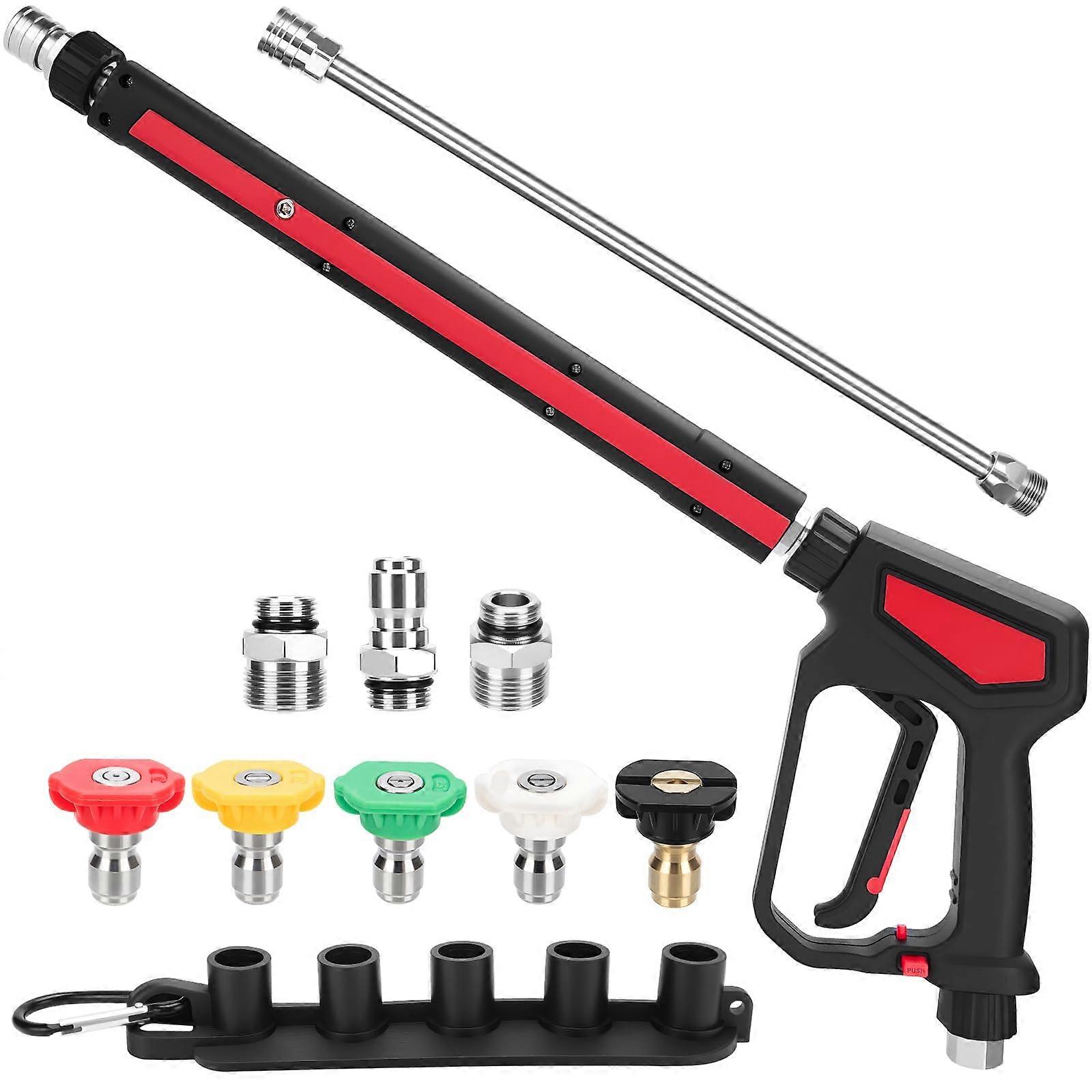Pressure Washer Gun Set 5000 PSI with 2 Wands, 5 Nozzle Tips, Swivel Plug and M22 Fitting