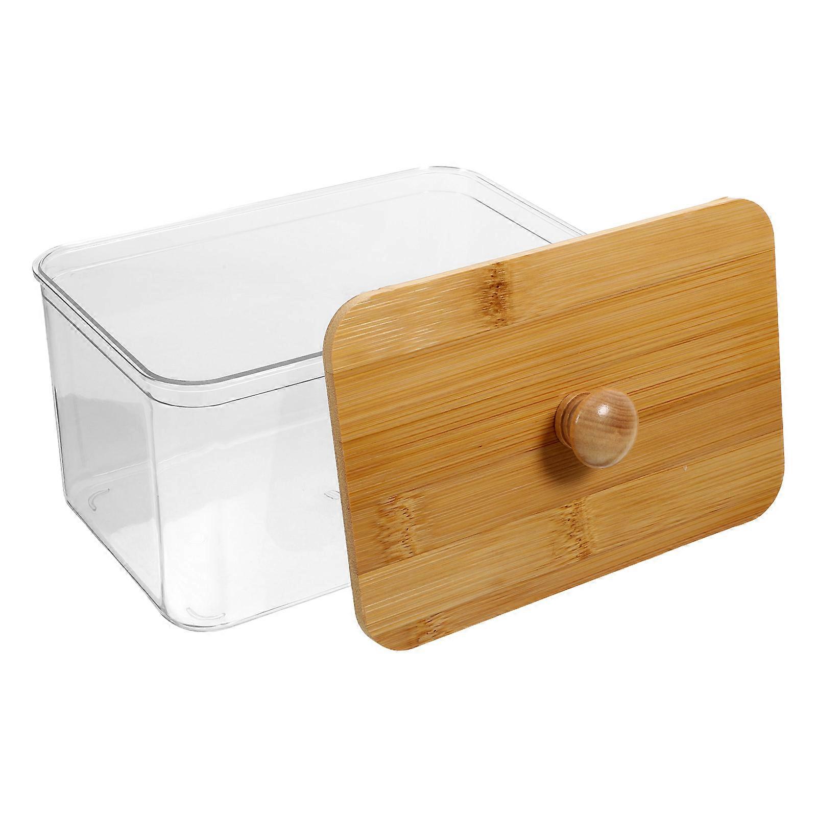 Transparent Laundry Jars with Lids for Storage PET Bamboo Wood Material Multifunctional Container 4.5"x6.7"