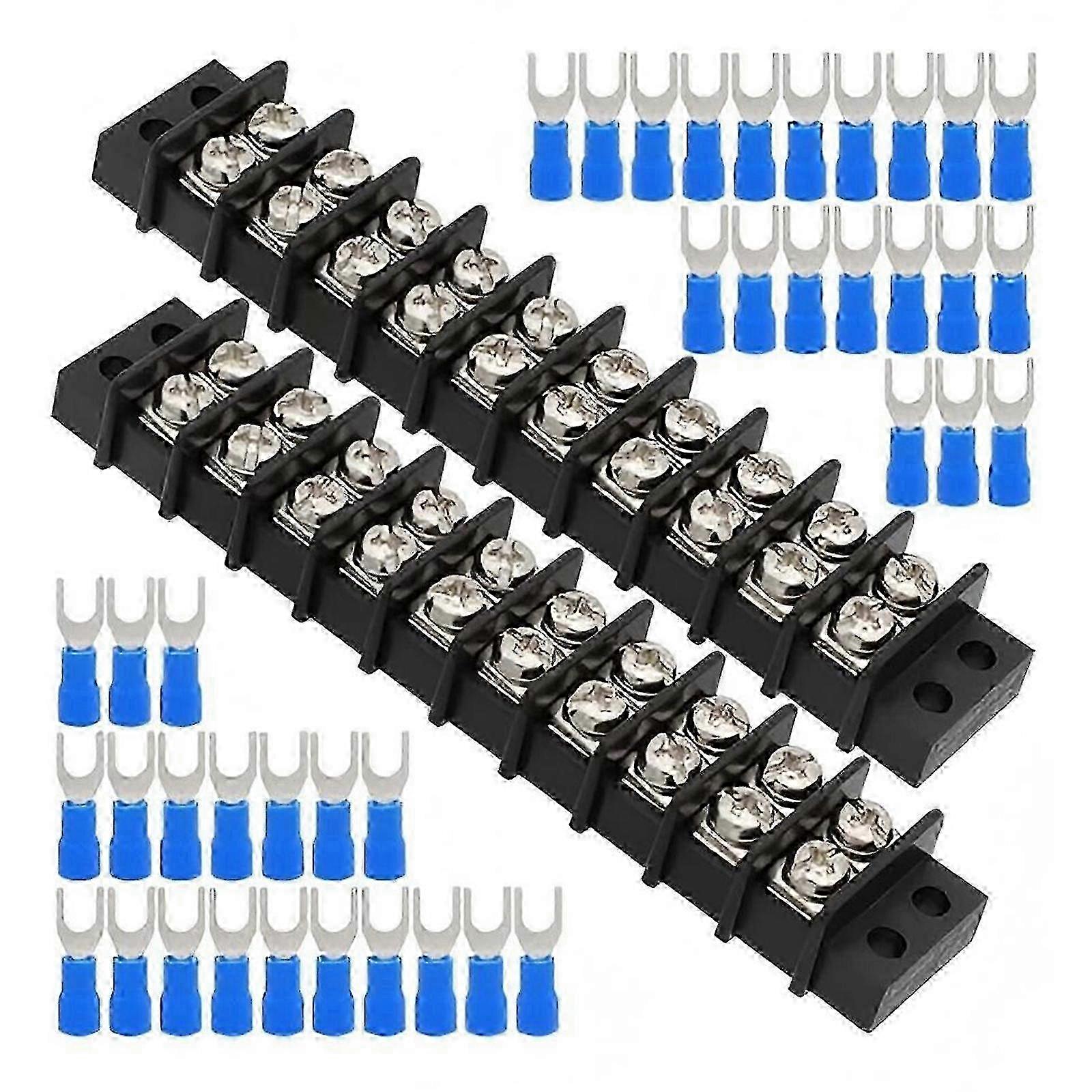 2PCS Double Row 2-12 Position Screw Terminal Blocks 20-30A 200v-450v For Electronic Circuits And Machinery Applications w