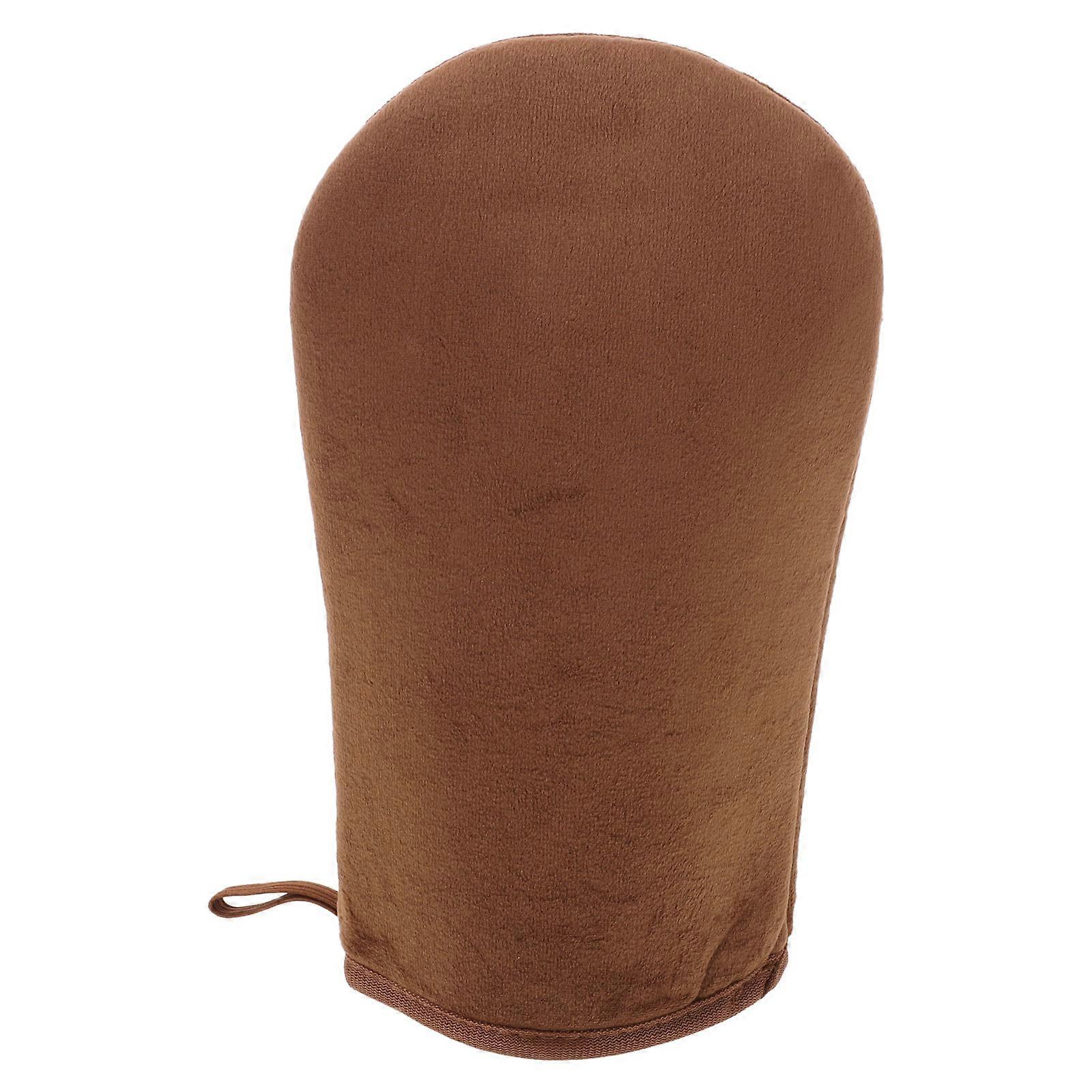 Brown Tanning Glove for Body Lotion Application with Plush Soft Material