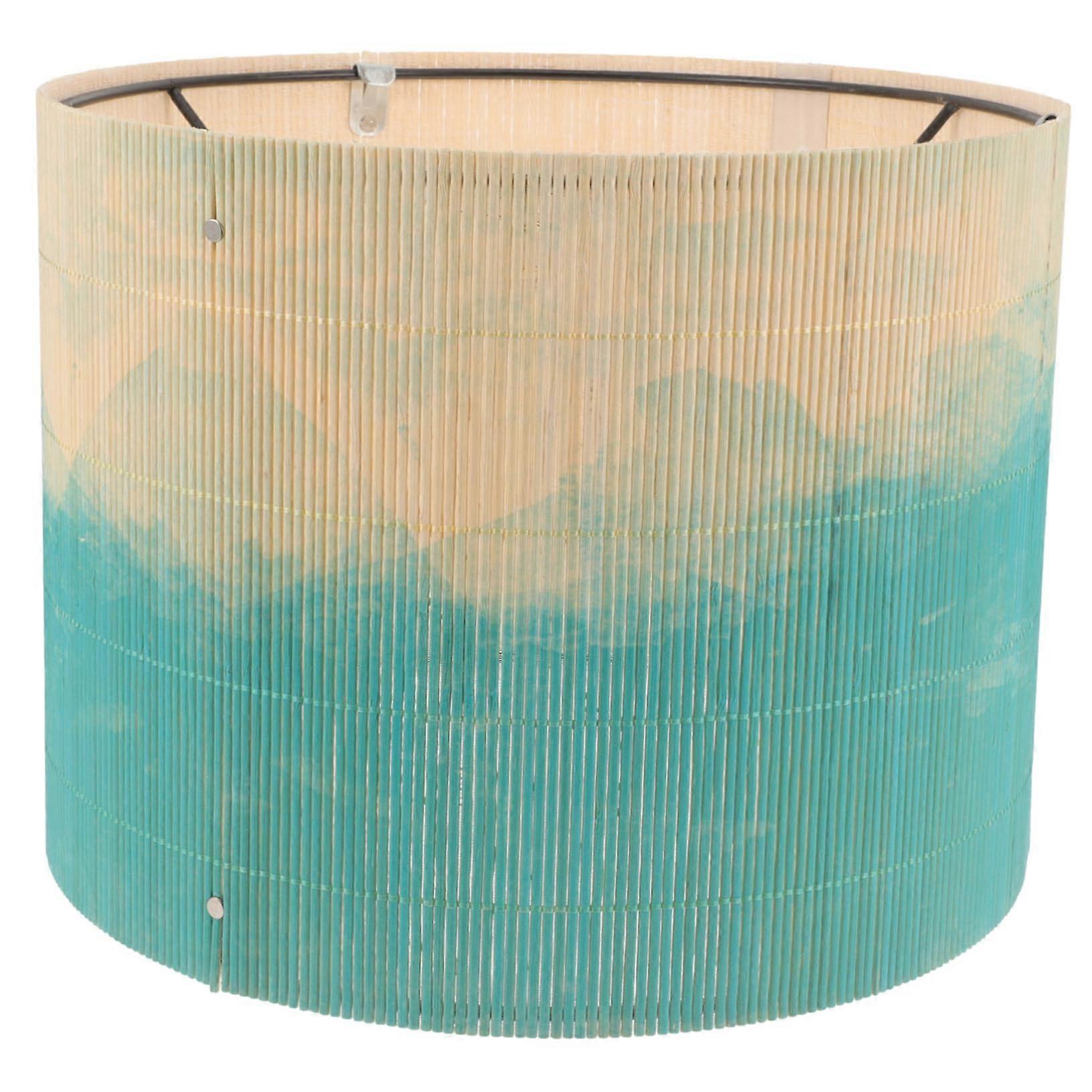 Vintage Bamboo Lamp Shade with Watercolor Print for Pendant and Table Lamps, Soft Light Diffusion