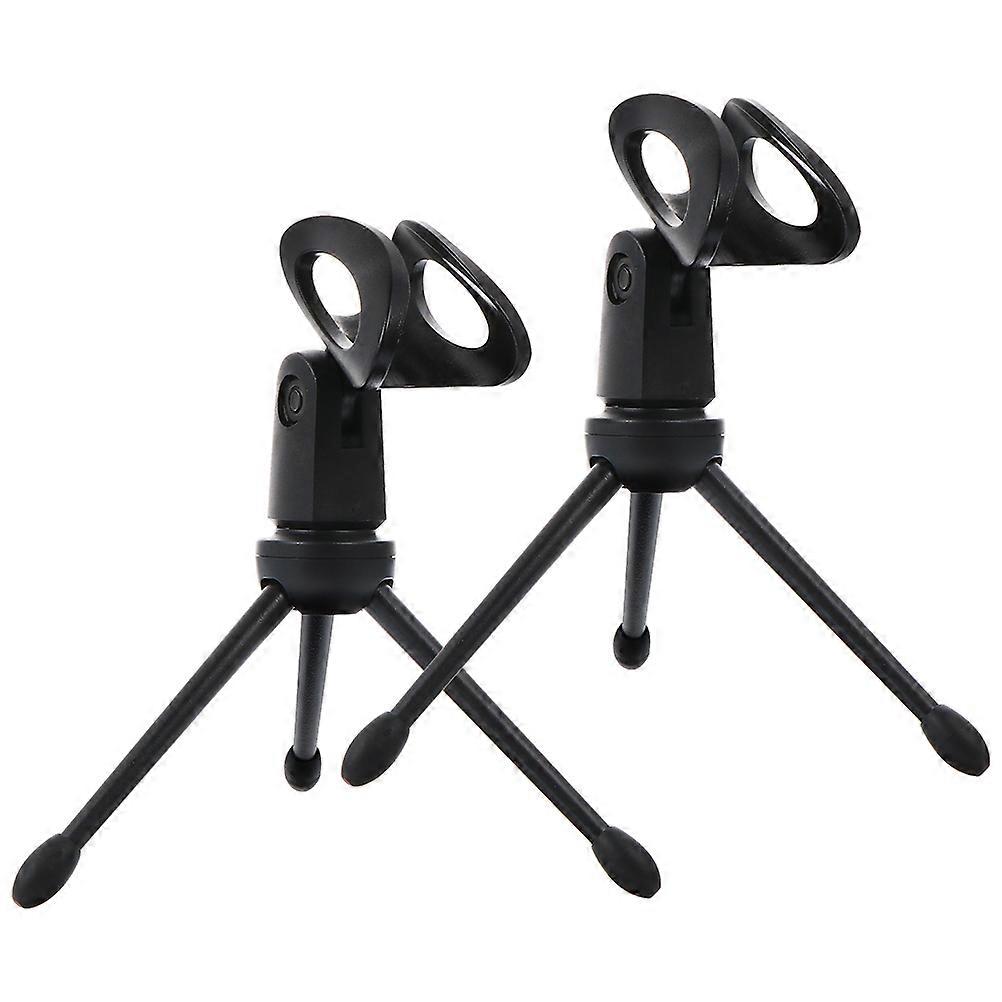 Universal Plastic Microphone Tripod Stand for Home Recording with Stable Base Black 2 Pieces