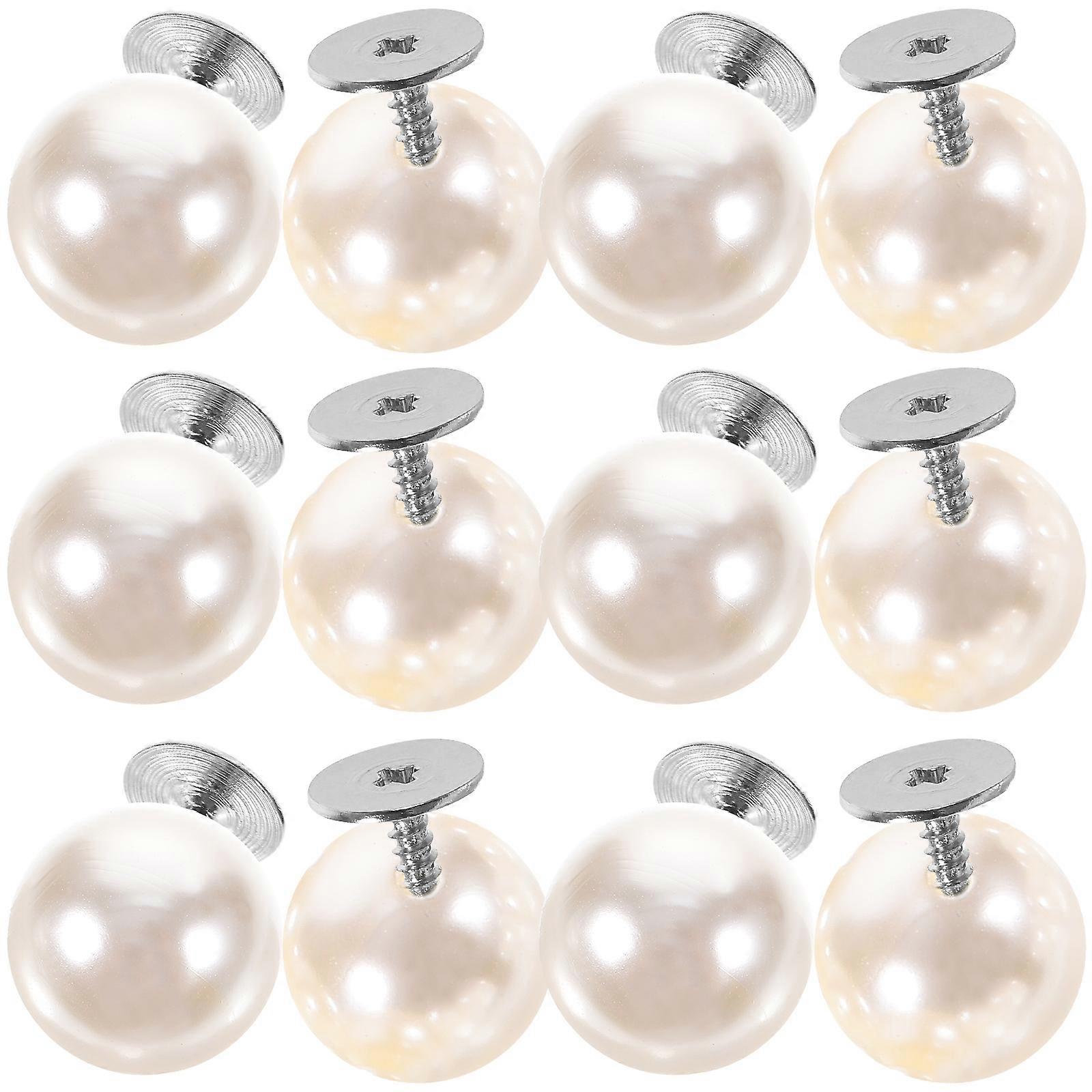 Delicate Pearl buttons for DIY Use Beige Metal and Plastic Lightweight Portable 50 Pieces