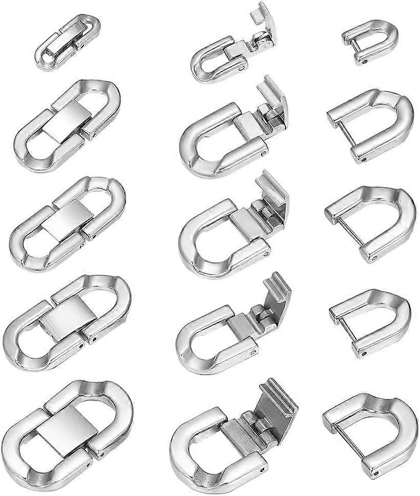 5 Pcs 5 Styles Stainless Steel Fold Over Clasp Bracelet Extender Clasp Oval Secure Fold Over Clasps Jewelry Extender Foldover Link Clasp for Bracelet 