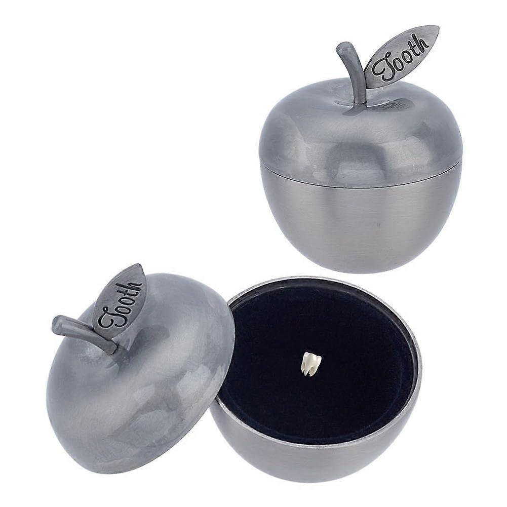 2 Pcs First Curl and Teeth Keepsake Boxes Fruit Shape Holder Metal Memory Collection Organizer for Keeping Memory Silver 1.79x1.77x1.22inches