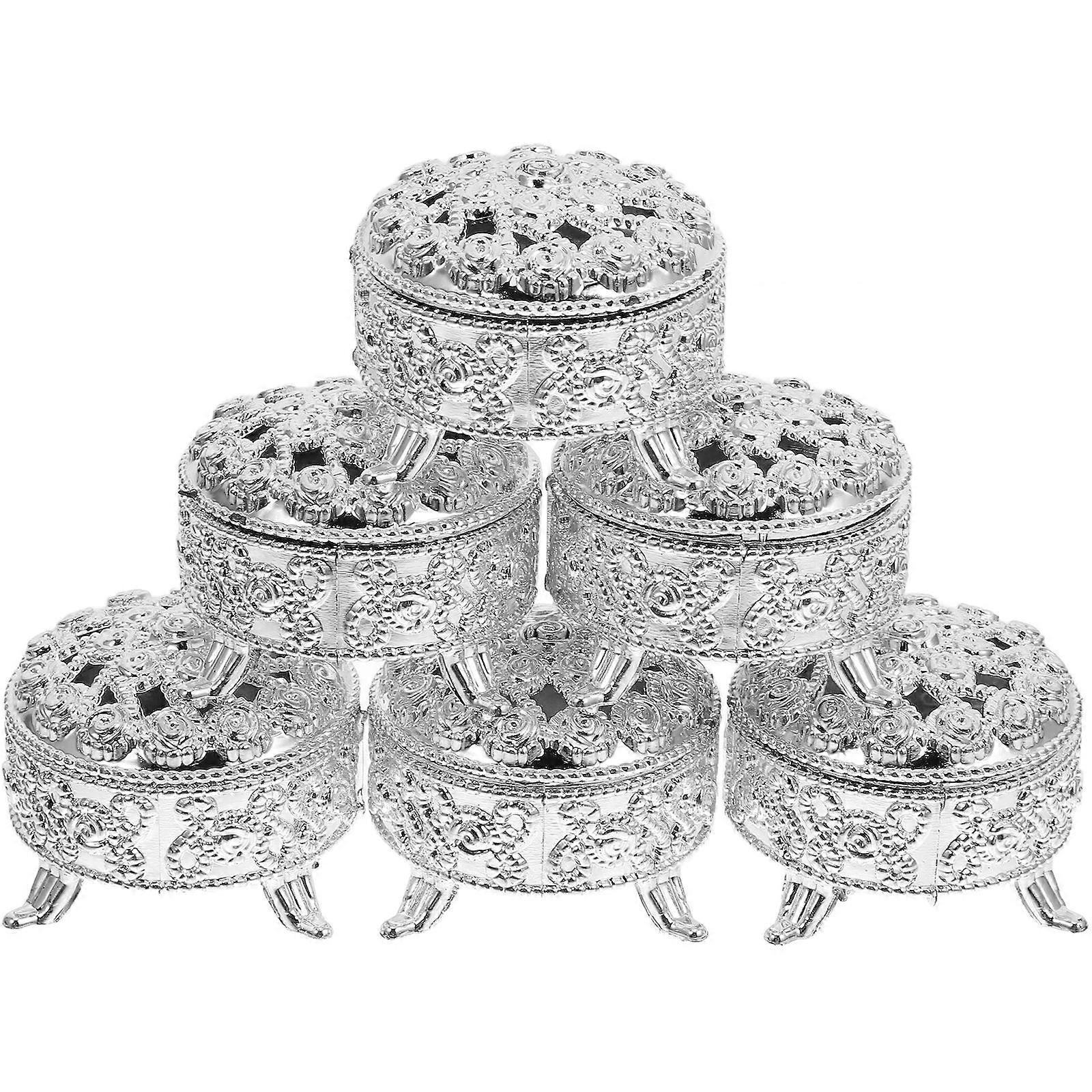 Wedding Candy Box 6Pcs Silver Plastic Candy Boxes for Party Gifts