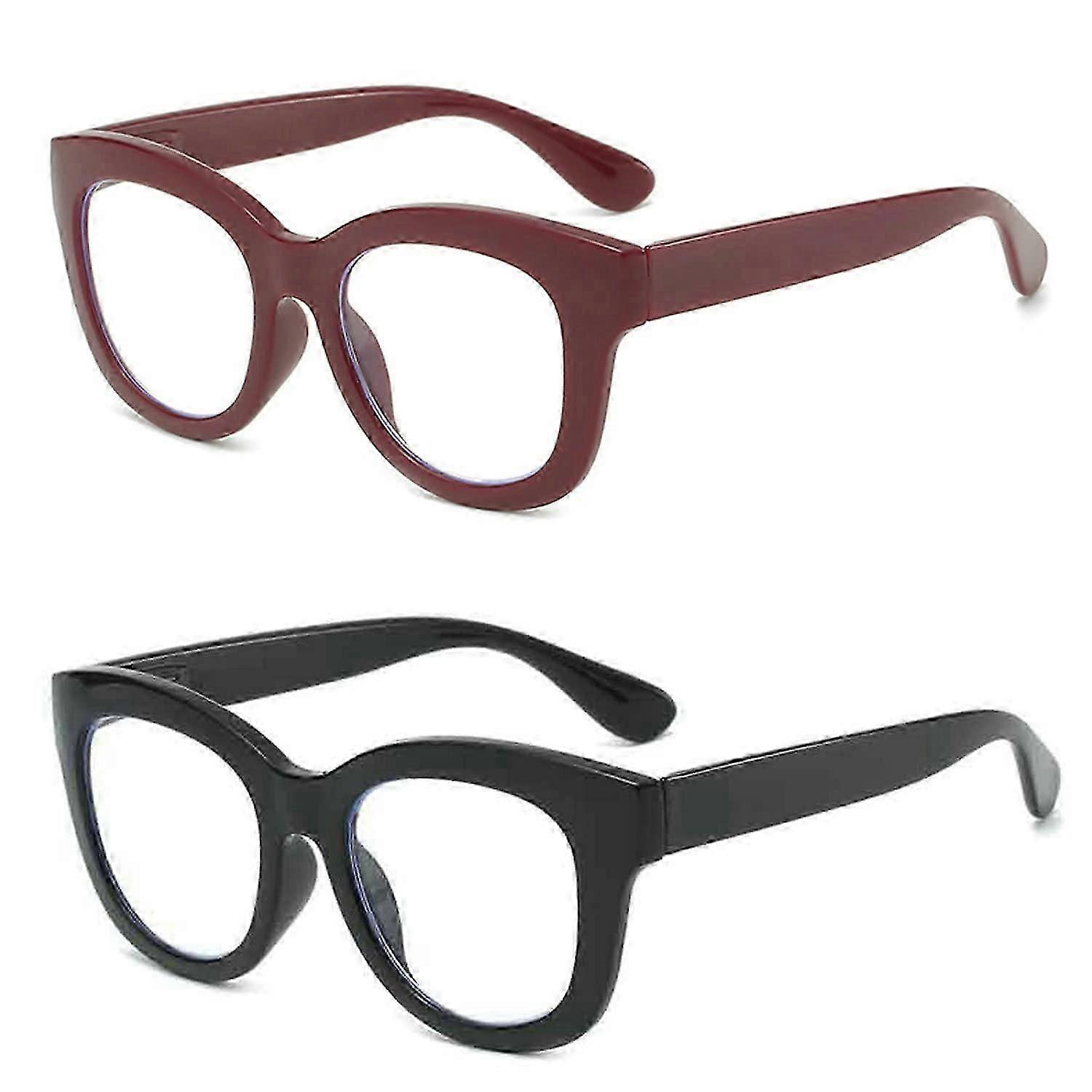 Oprah Style Spring Hinge Readers 2 Pack Unisex Blue Light Blocking Computer Square Reading Glasses