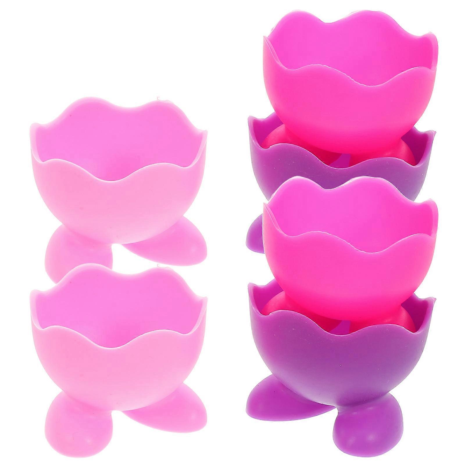 Chicken Egg Cup Set Soft Silicone Boiled Egg Holder Provides 6Pcs Convenience