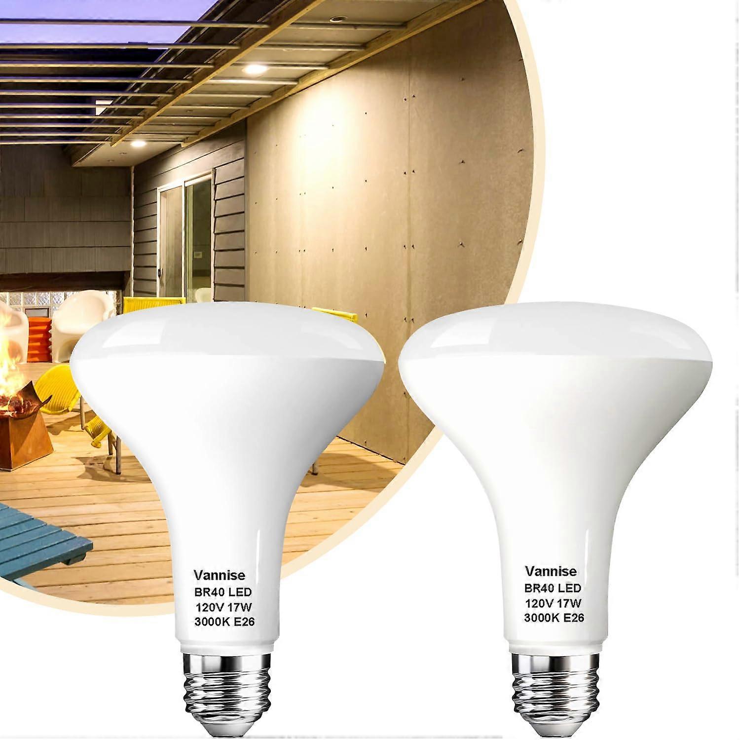 BR40 LED Light Bulbs 3000K Warm White Dimmable 1400 Lumens E26 Base 2 Pack Energy Saving