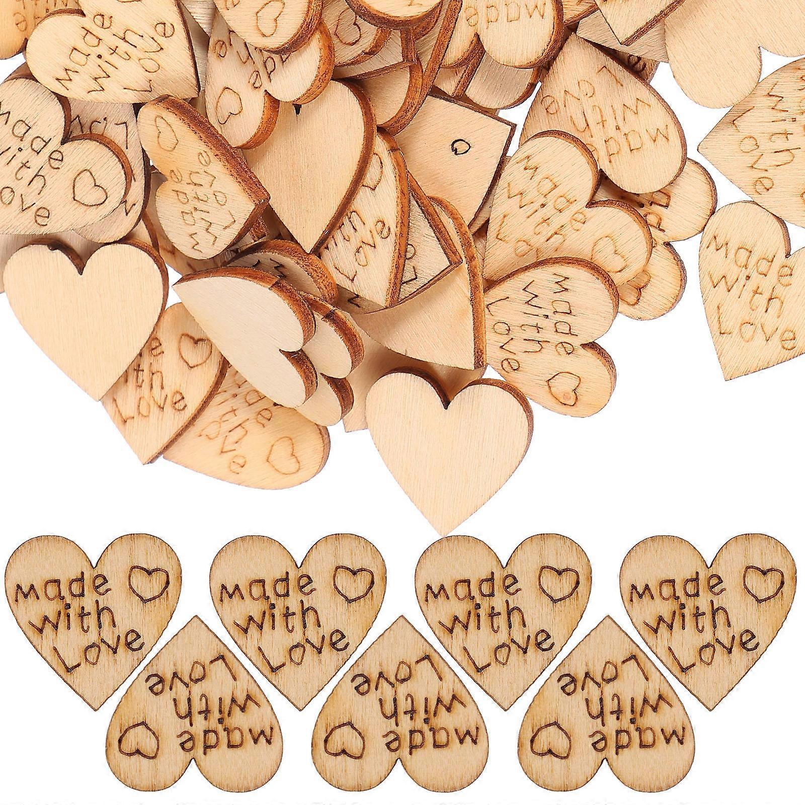 Wooden Heart Buttons for Decoration Use in 200Pcs Pack