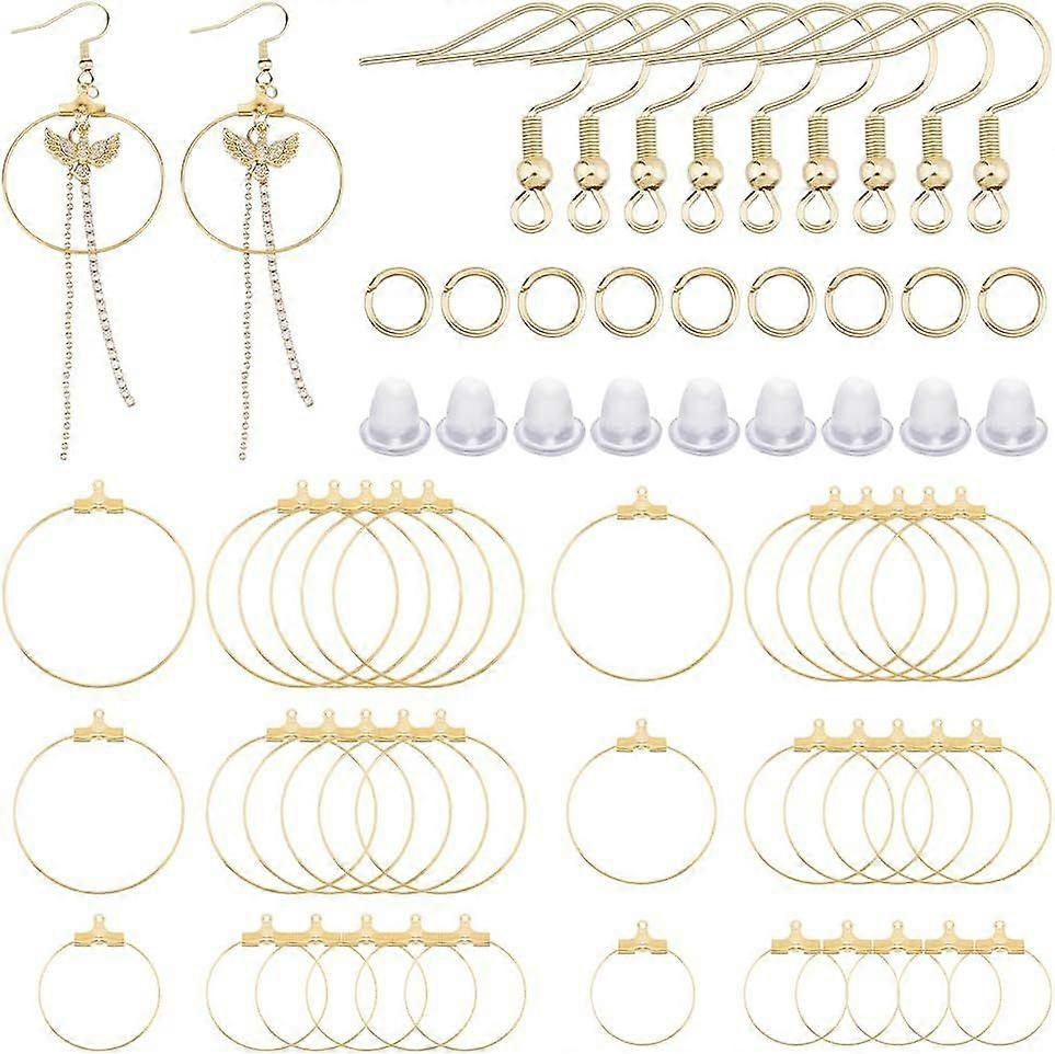 36pcs 6 Sizes Drop Earring Making Kit 18K Gold Plated Round Earrings Hoops Stainless Steel Hoop Earrings Findings with 36pcs Earring Hooks Open Jump R