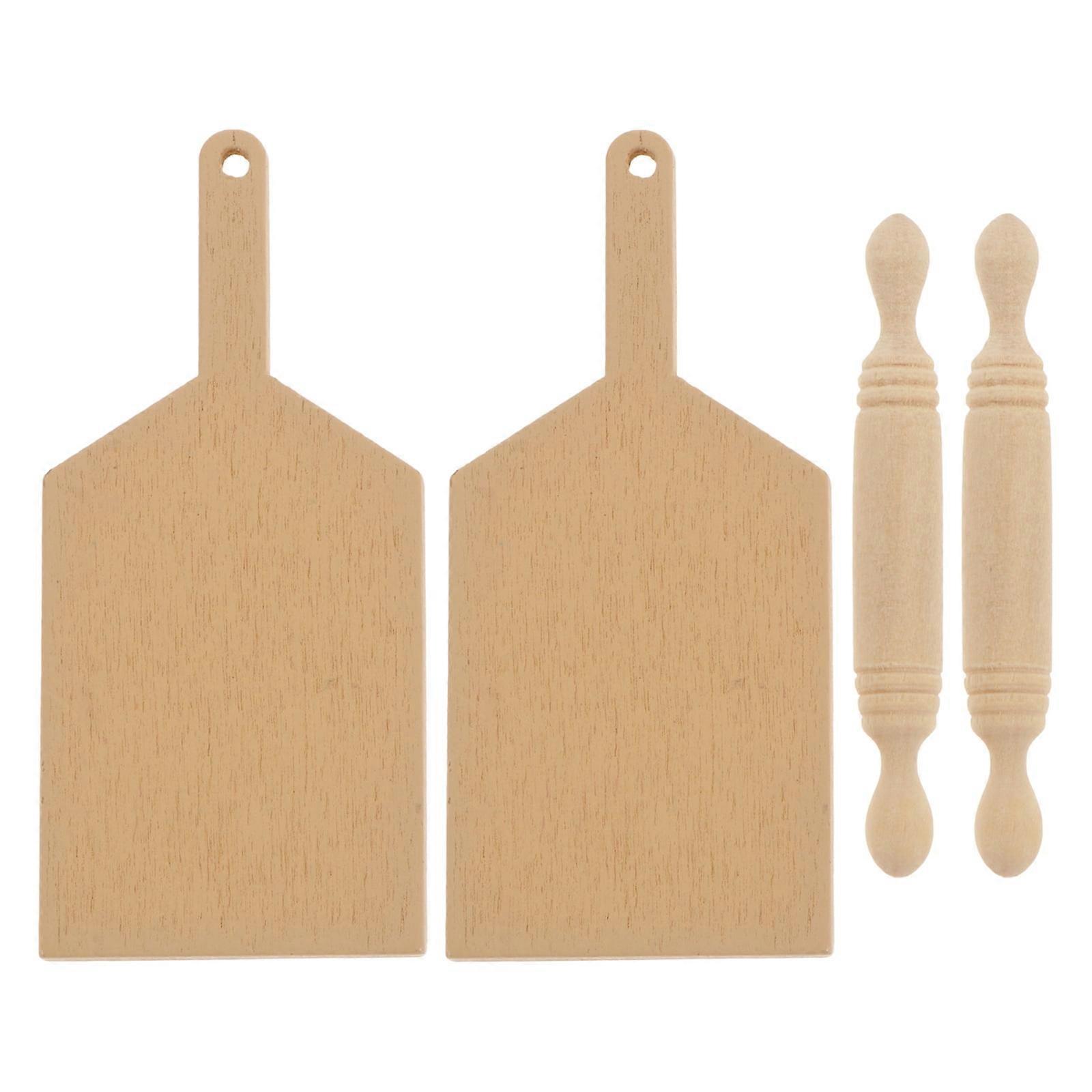 2 Sets of Mini Chopping Board Models Children's Playthings Mini Rolling Pin Props