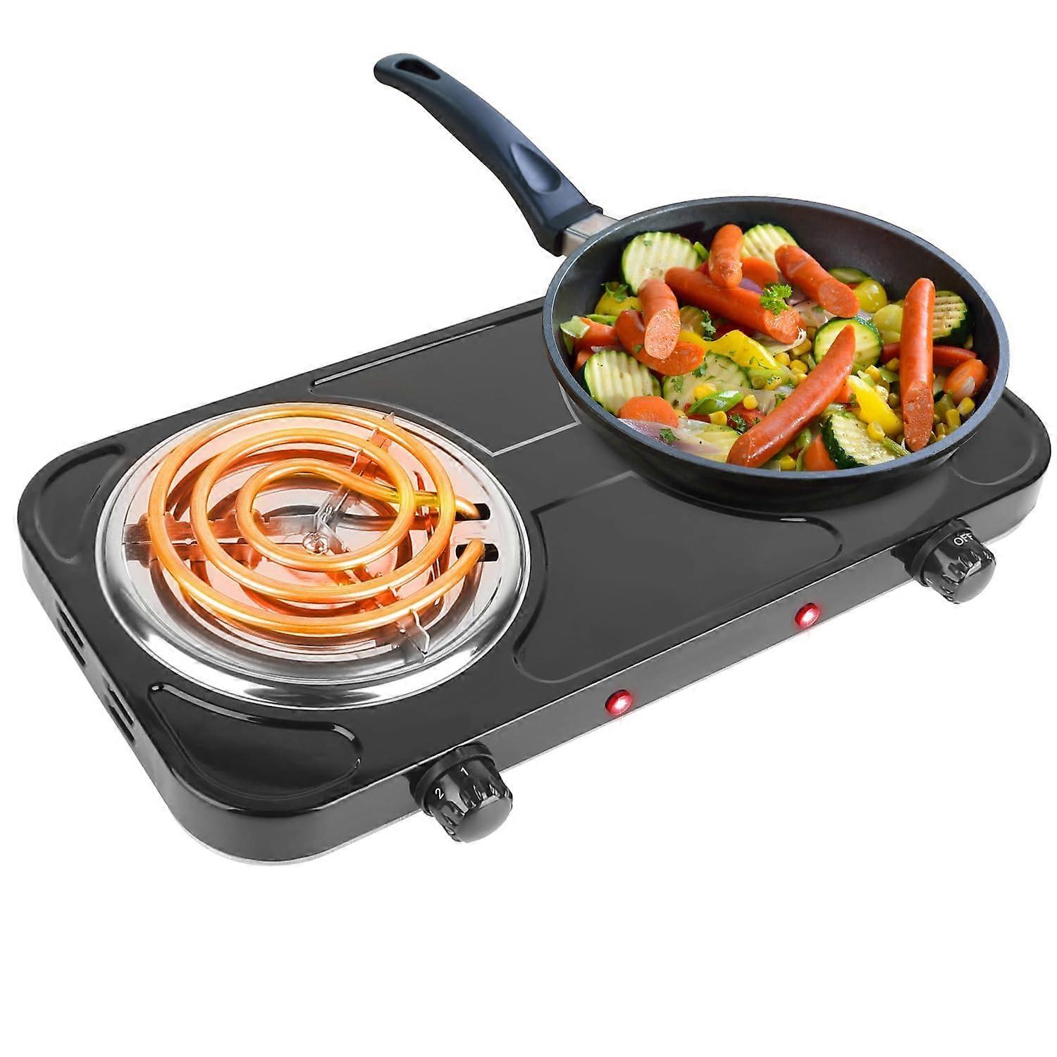 2000W Double Burner Electric Hot Plate with Adjustable Temperature Control for RV and Kitchen Use