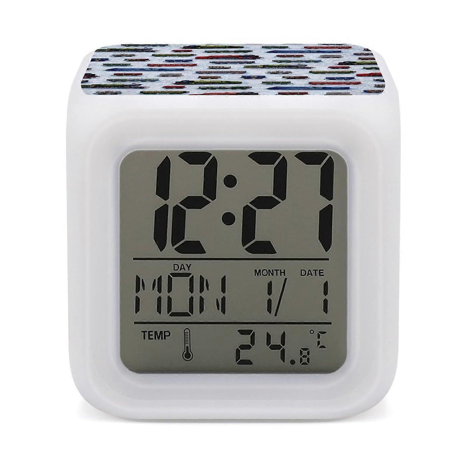 Digital Alarm Clock with Large LED Time Display, 7 Color Night Light, Temperature, Battery Operated
