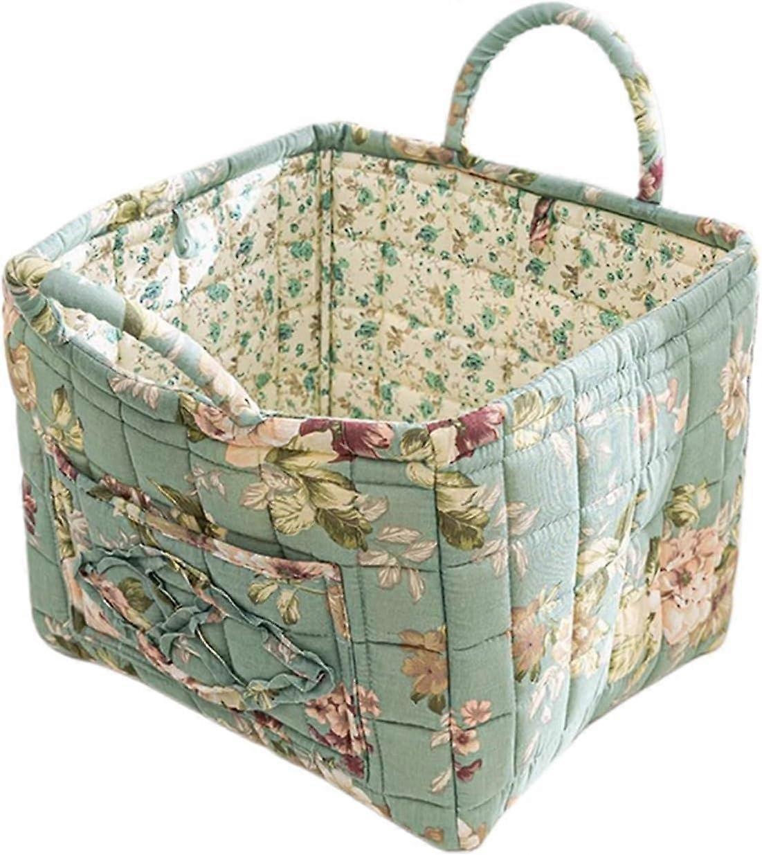 Boho Storage Basket with Handles, Large Quilted Tote Bag for Home Organization and Picnic 13'x11'x10'