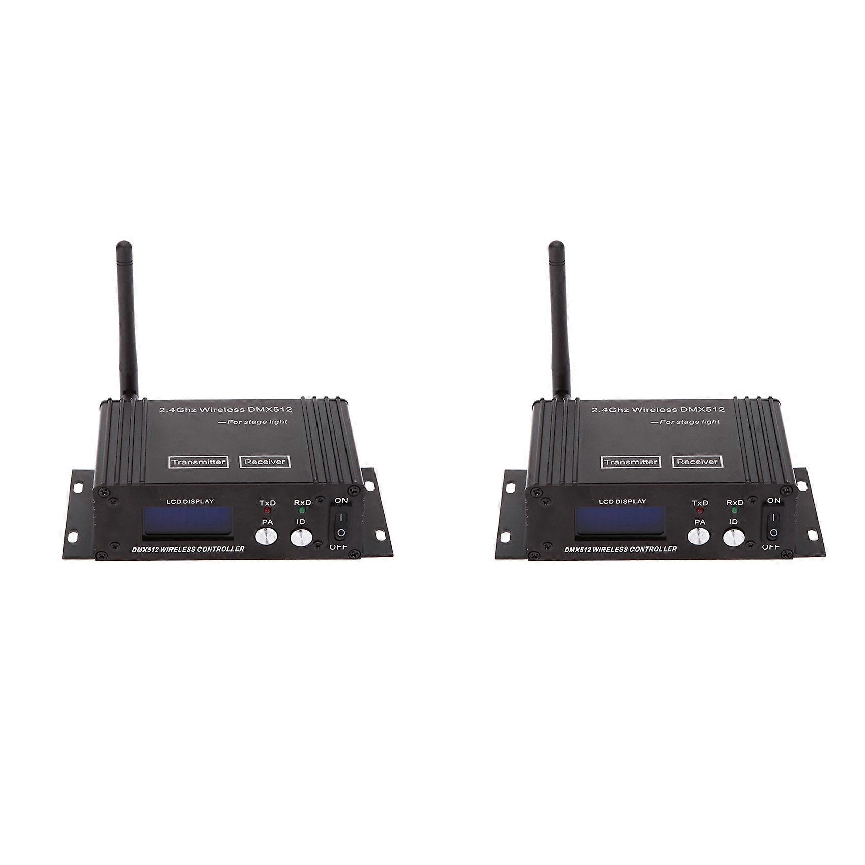 2X 2.4G Wireless DMX 512 Controller Transmitter Receiver LCD Display Adjustable Repeater Lighting Controller US PLUG