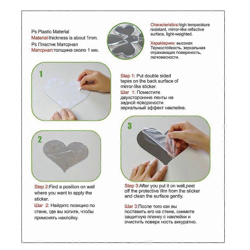 Mirror Wall Sticker DIY Acrylic Cat Pattern Mirror Surface Wall Sticker