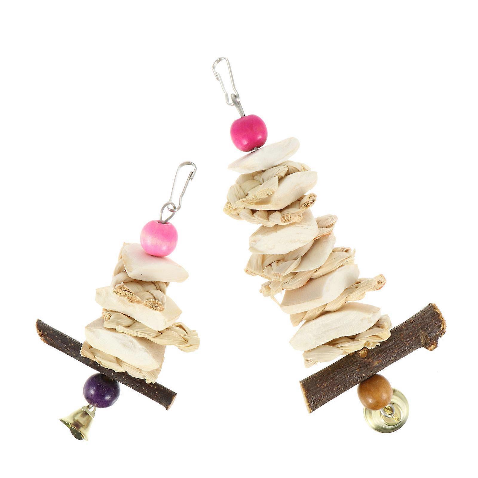 Cuttlebone Chew Toy Bird Molar String for Parrot 2Pcs Hanging Bite Toys