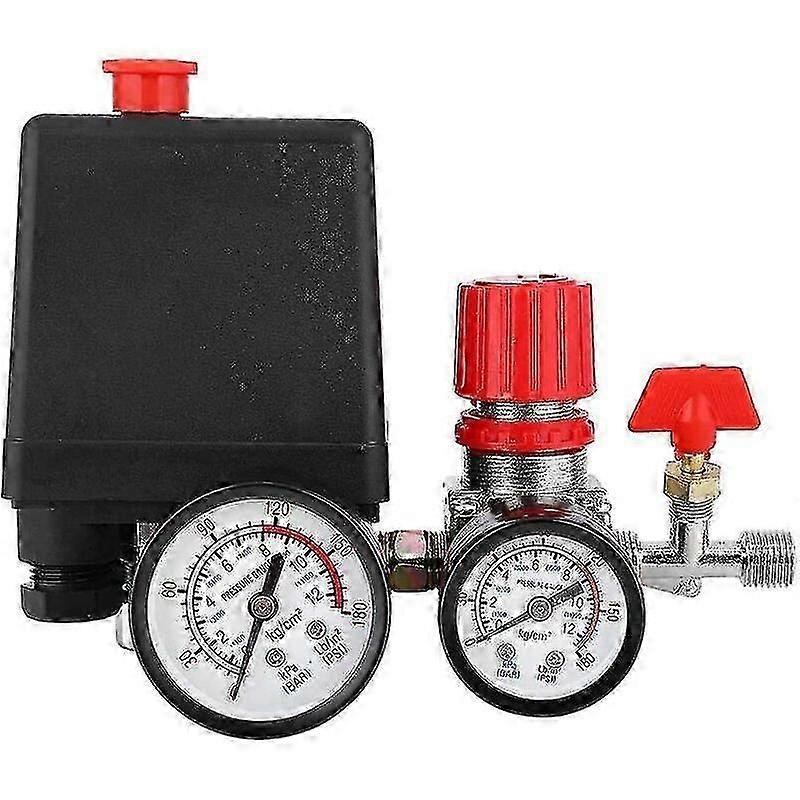 Luftkompressor-Druckschalter mit Manometerregler Druckventilschalter (Eisenmanometer)