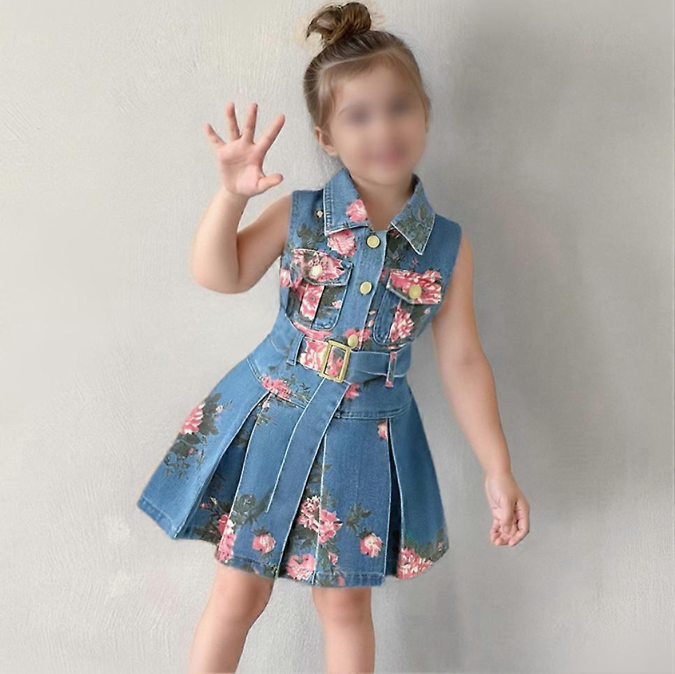 Vestido vaquero sin mangas para niña