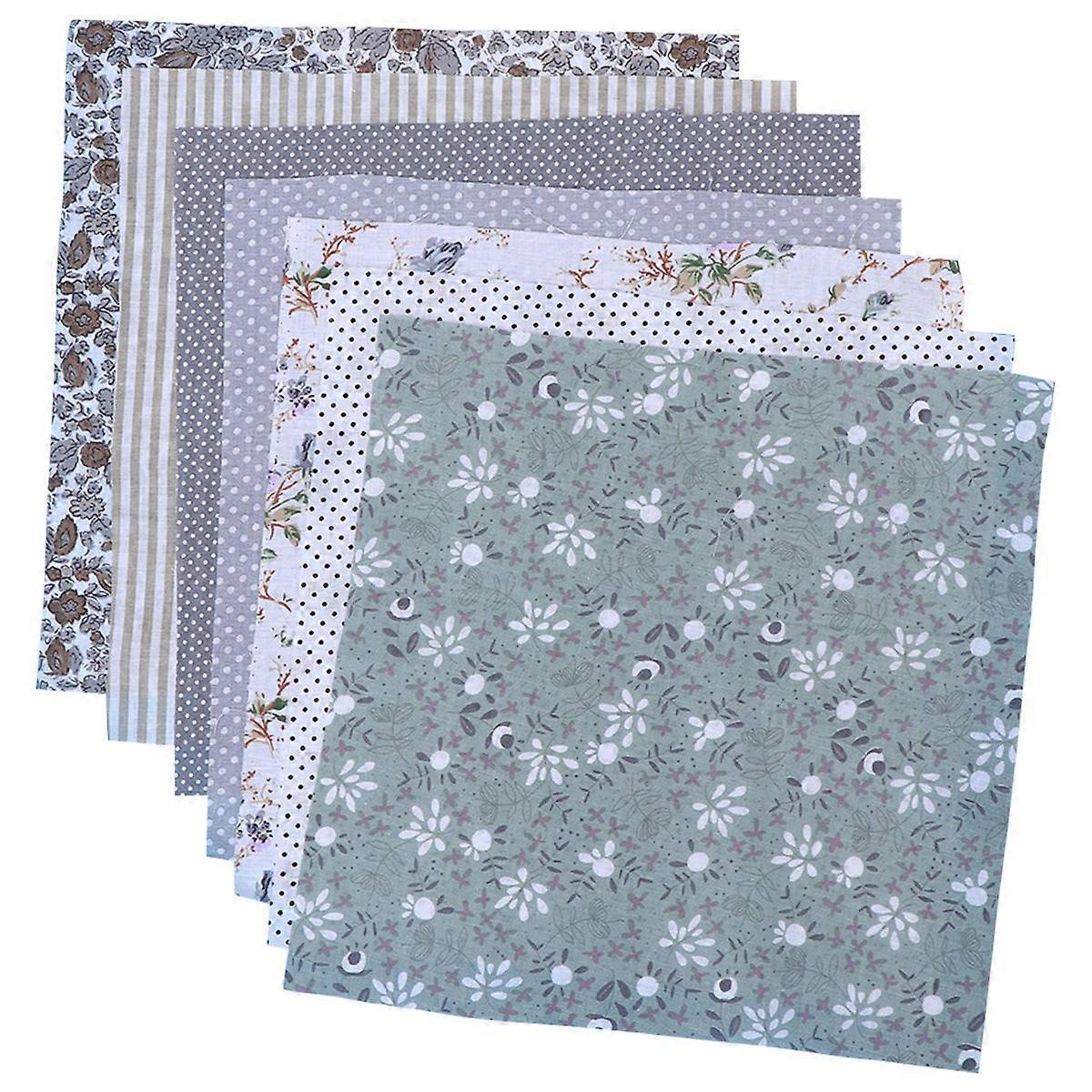 Handmade Cotton Fabric for Sewing 7Pcs Grey Printed Craft Bundle