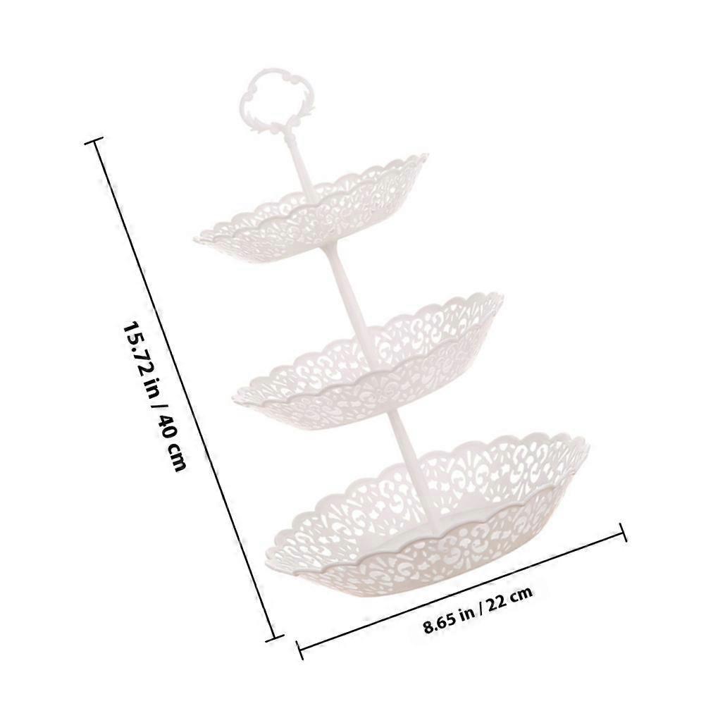 White Three-Tier Cake Display Stand for Party Serving Dessert Platter