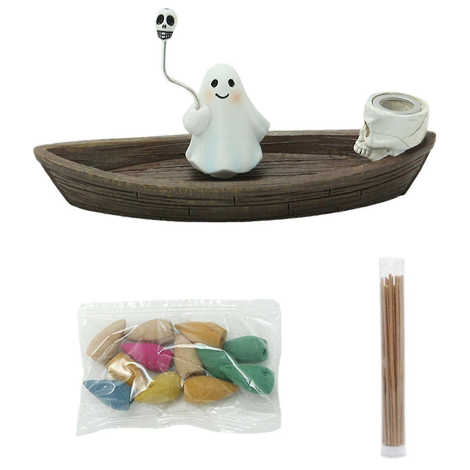 Halloween Ghost Ship Backflow Incense Burner Ceramic Aromatherapy Holder