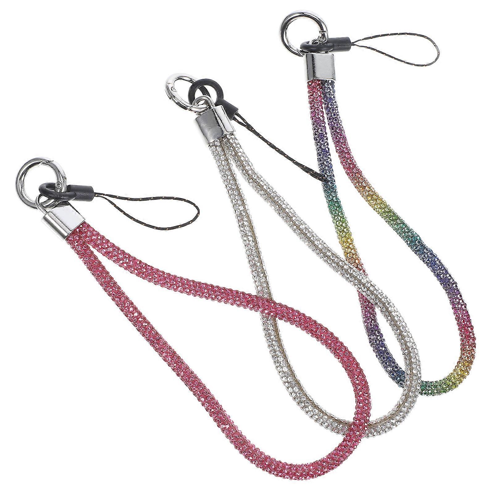 Phone Wrist Lanyard Rhinestone Lanyard for Secure Carry 6Pcs Assorted