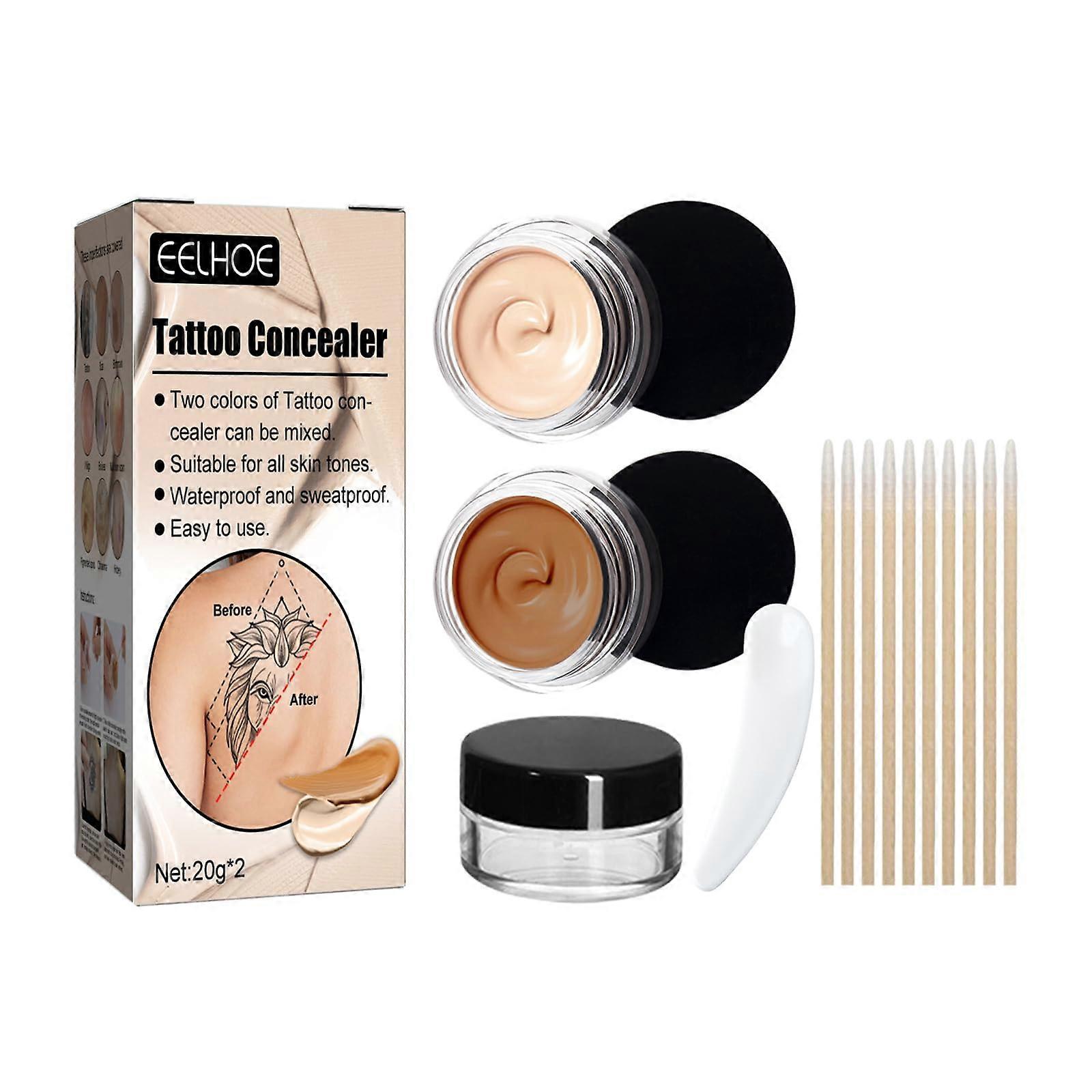 Tattoo Concealer Dual Shade Waterproof Full Coverage Makeup for Scars and Birthmarks