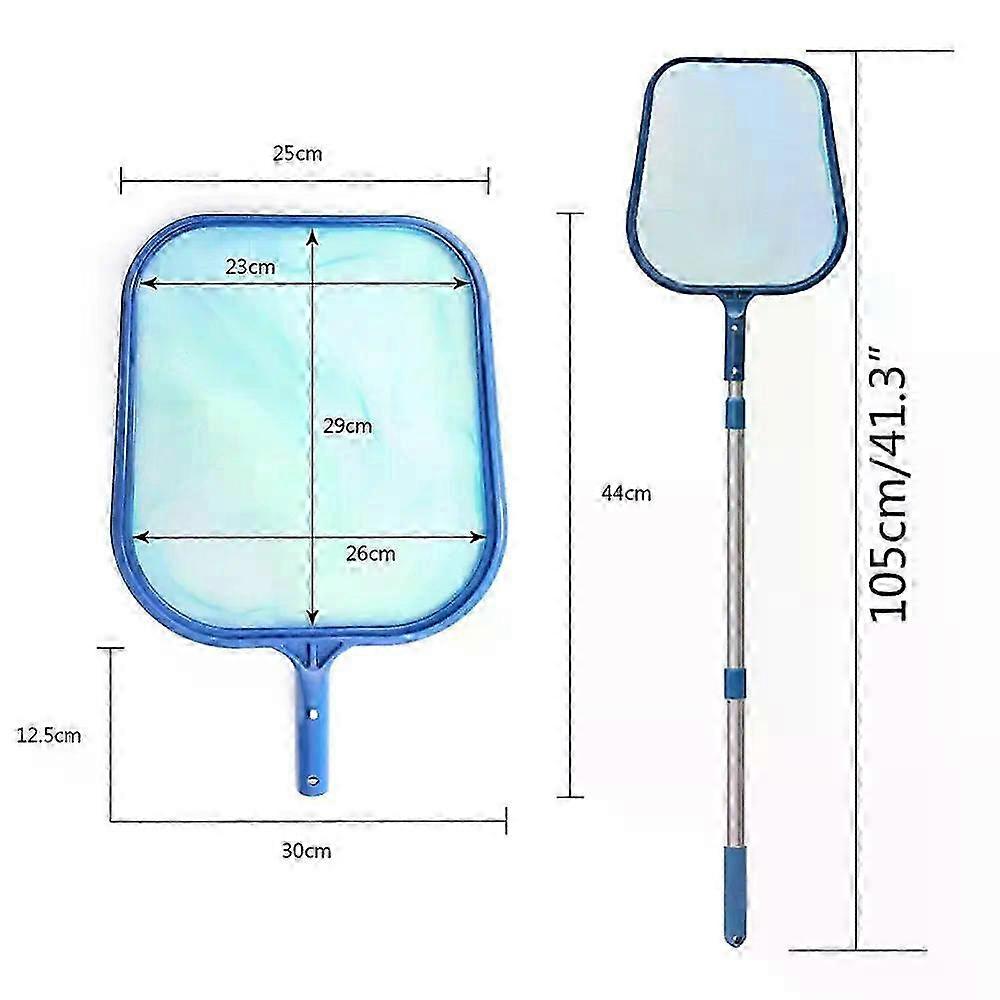 Pool Skimmer Net with Deep Bag and Fine Mesh for Leaf Rake Cleaning, Adjustable Telescopic Pole