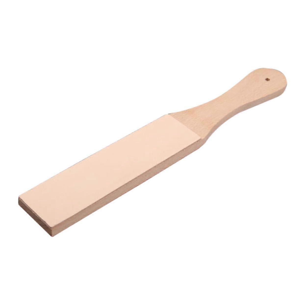 DoubleSided Leather Strop with Beech Wood Handle for Precision Razor Sharpening Stone