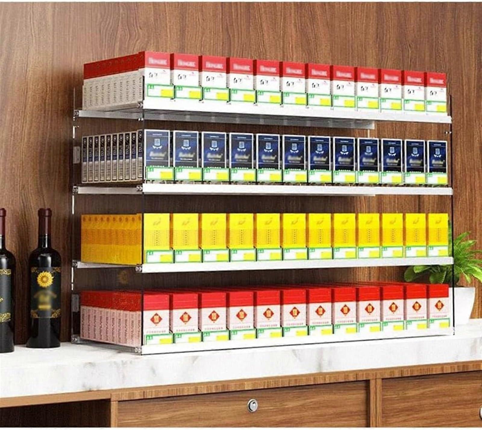 Cigarette Display Case with Automatic Pusher, Clear Wall Mounted Acrylic Storage Rack 61.5x28.4x69cm