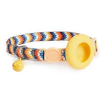 Adjustable Pet Collar with Silicone Case for AirTag Locator Bell Design Pattern Printing Cats Dogs C