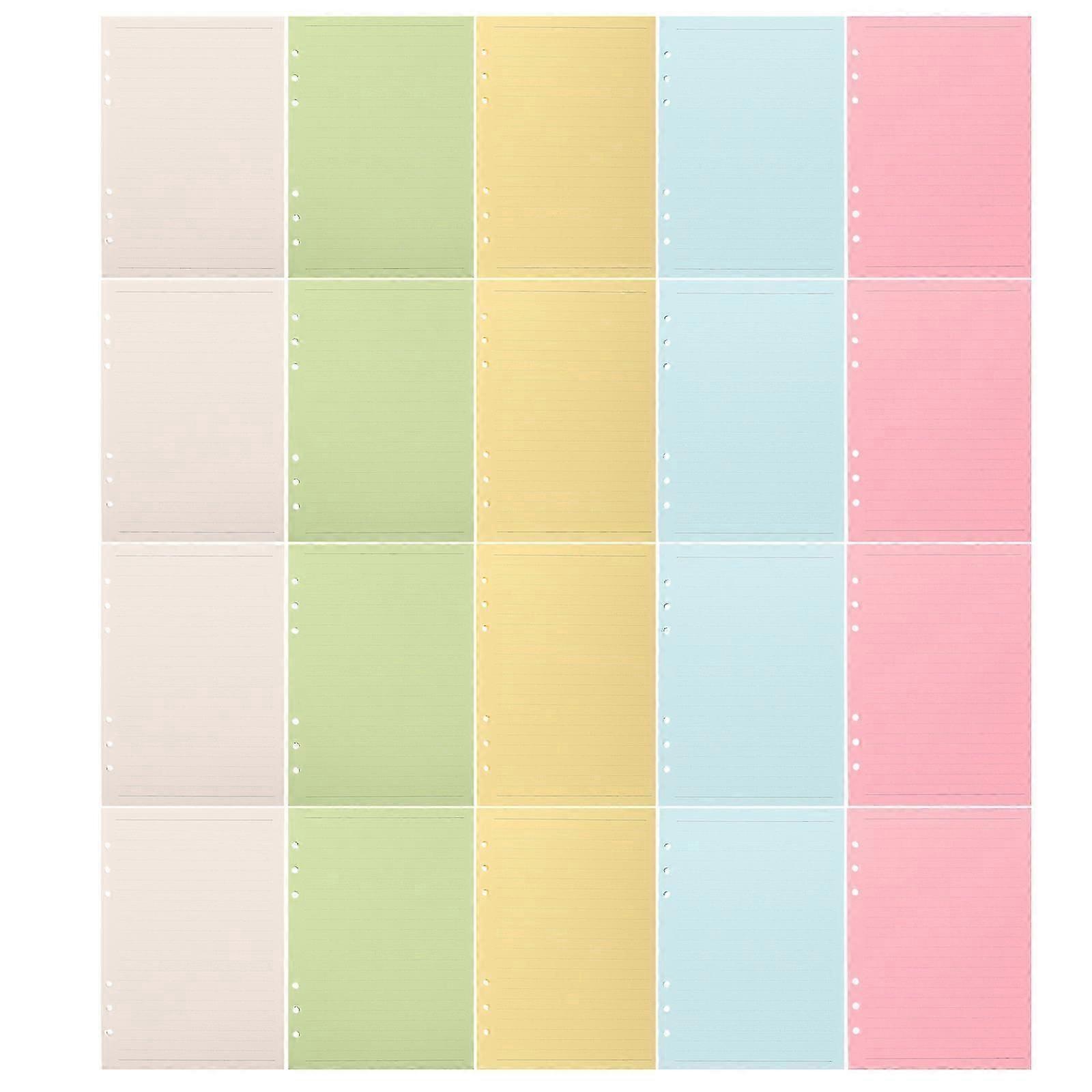 A5 Lined Paper Refill Loose Leaf for Notebook 100 Sheets with Assorted Colors