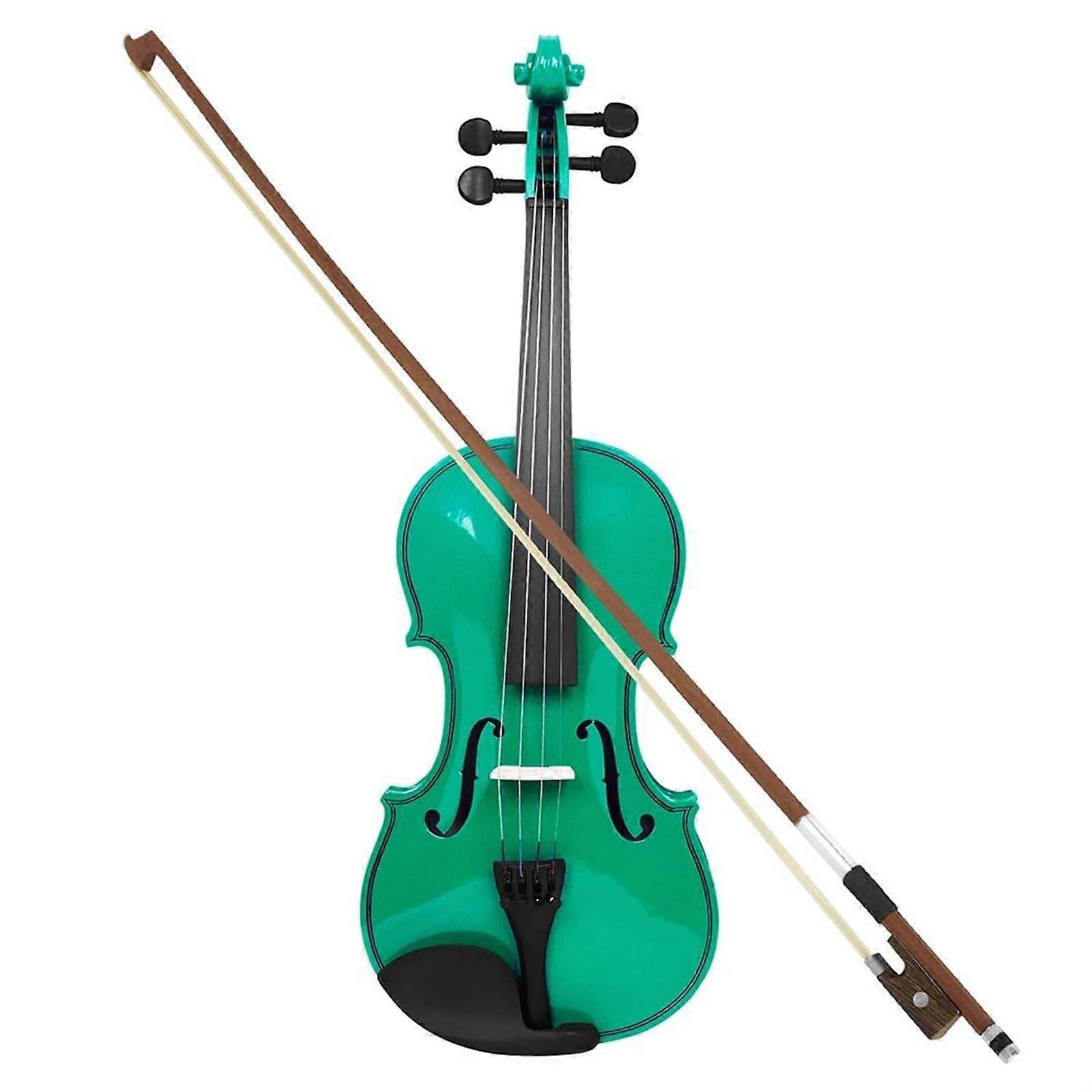 4/4 Beginner Violin Set, Solid Wood Full Size Violin Kit with Bow, Case, Tuner, and Extra Strings (Green)