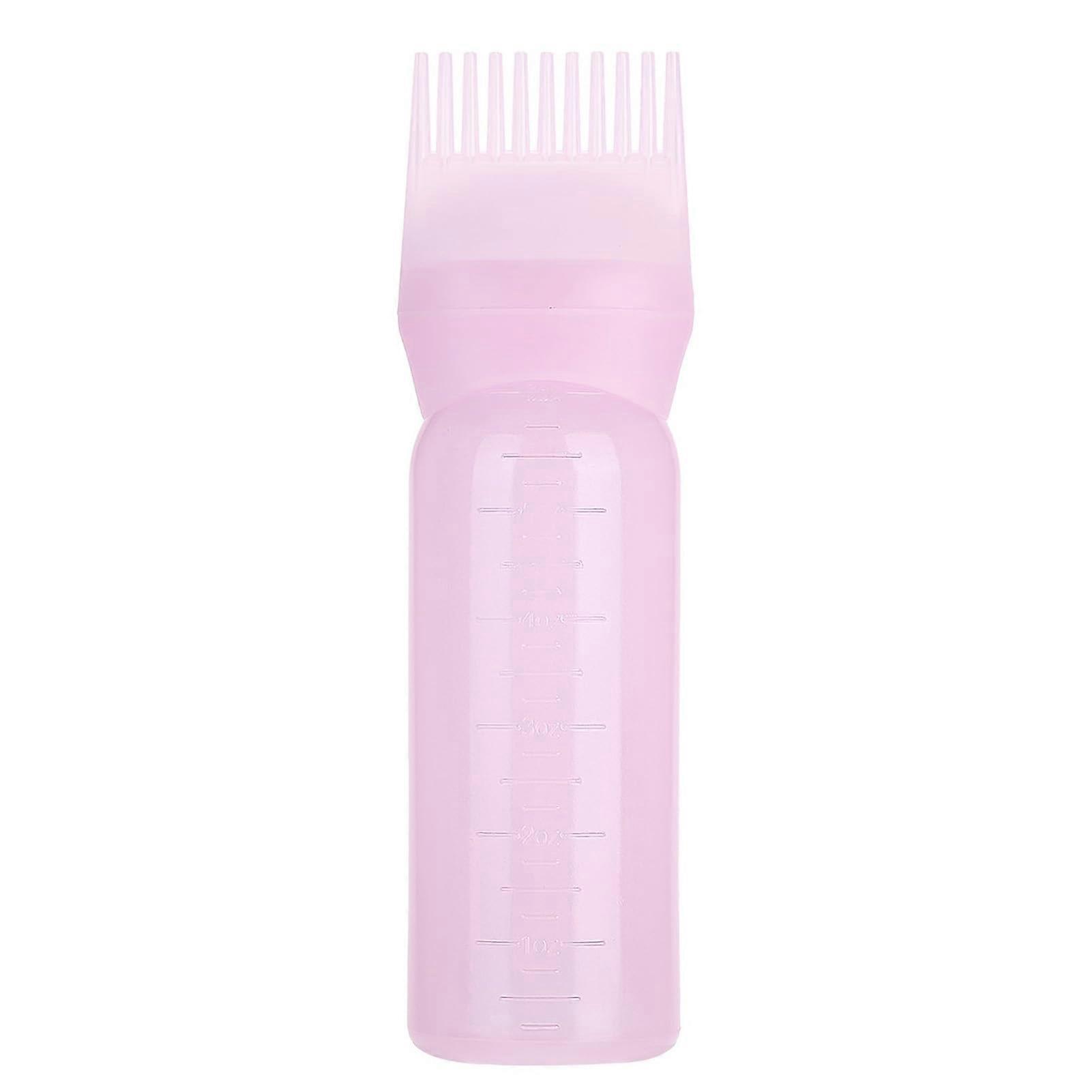 Pink Hair Dye Applicator Bottle with Comb for Precise Root Targeting and Mess Application
