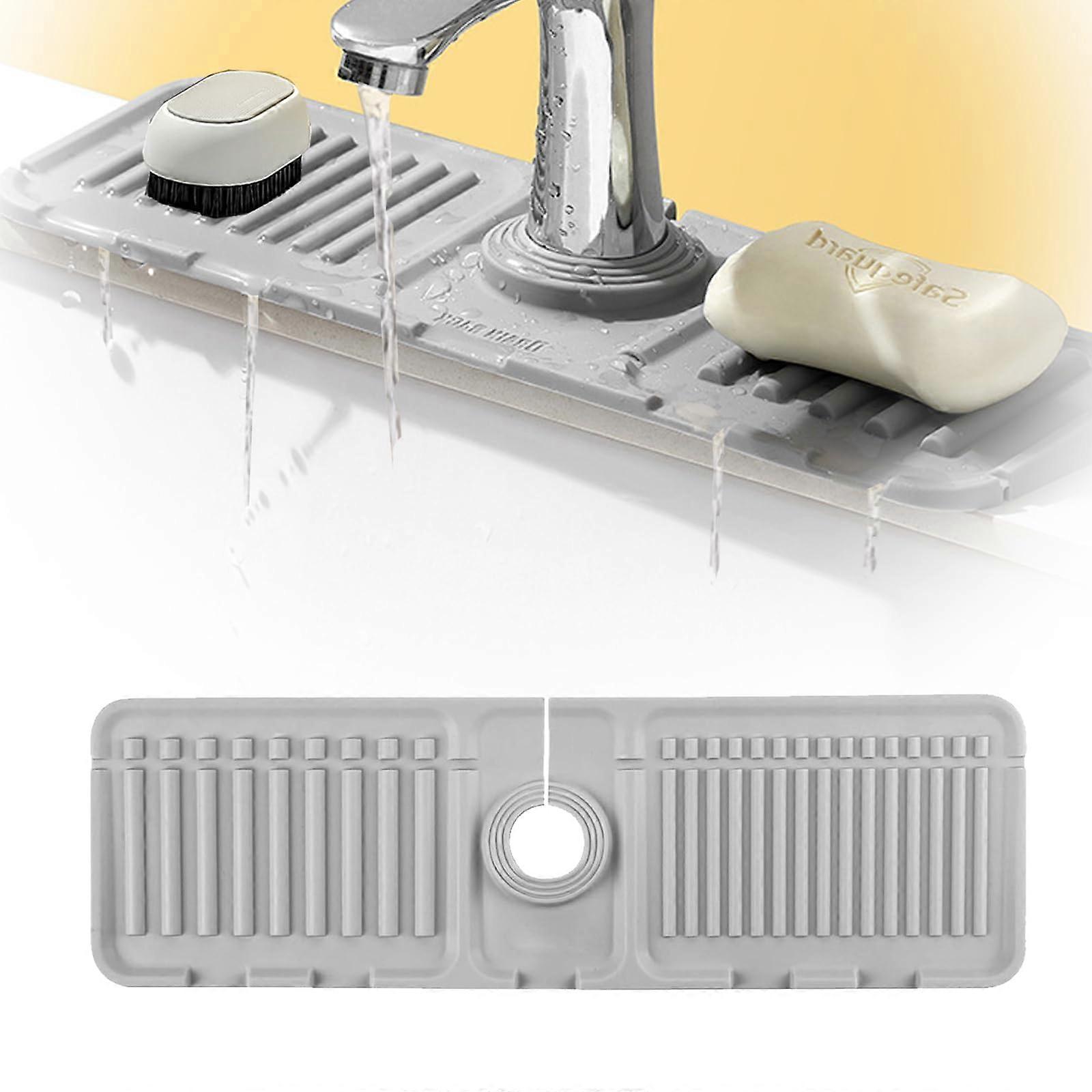 Silicone Faucet Mat Splash Guard for Kitchen Sink and Bathroom, Efficient Drainage Counter Protector