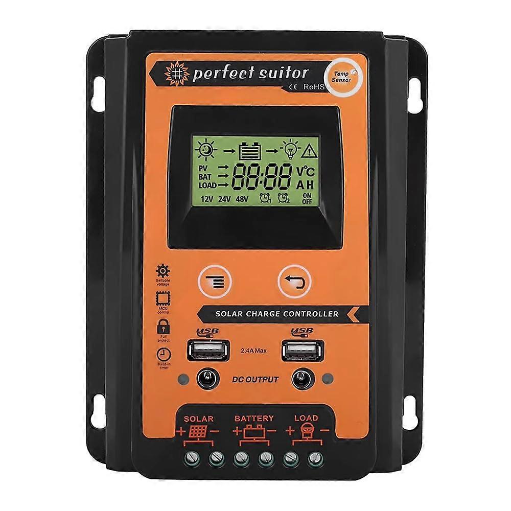 12V 24V MPPT Solar Charge Controller 50A with LCD Display Dual USB Output for Off Grid Battery Charging
