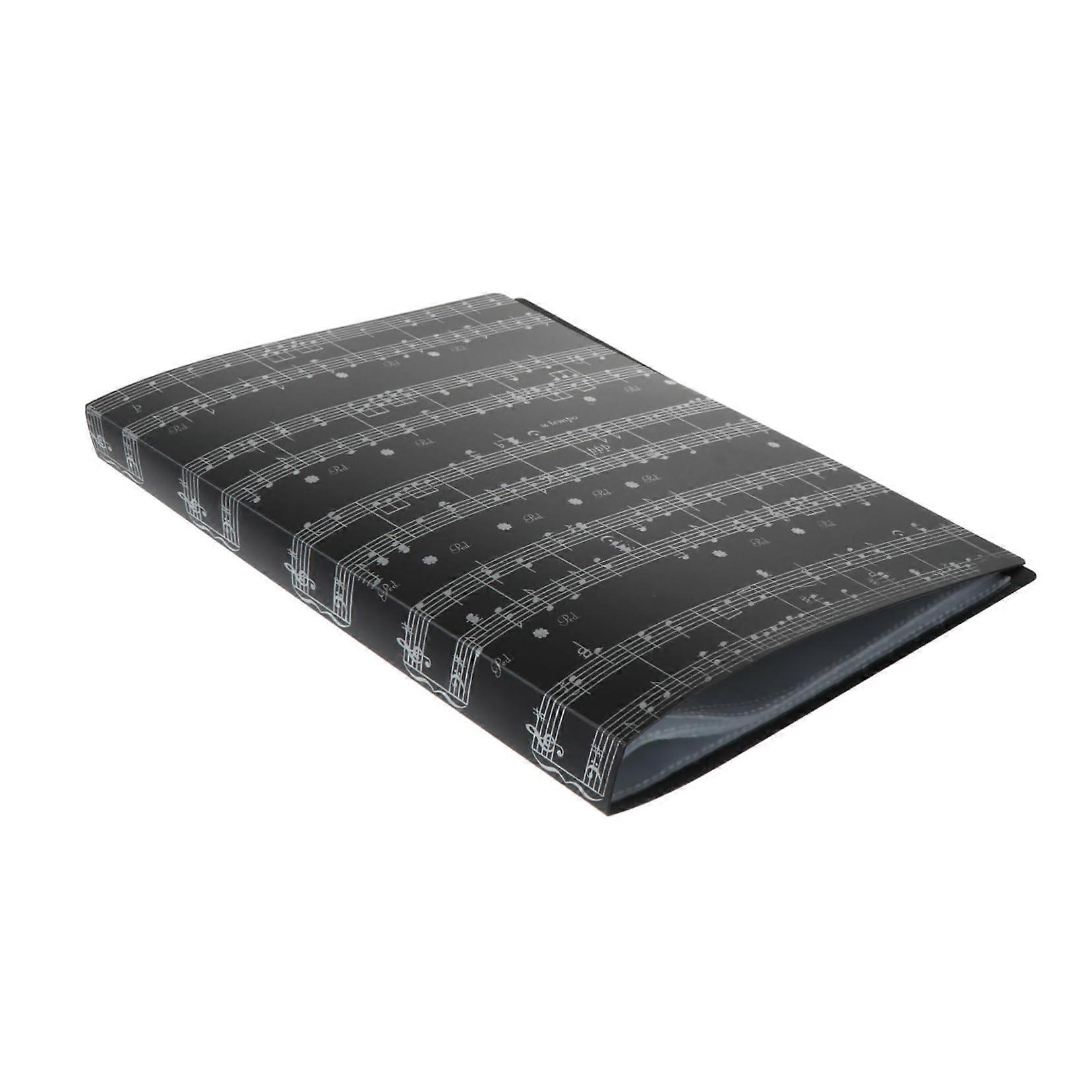40 Pocket Plastic Document Organizer with Music Symbol Cover, Large Capacity File Folder for School Work