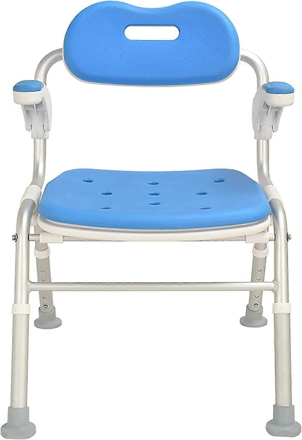 Collapsible Shower Chair for Elderly with FlipUp Armrests, Adjustable Height and Backrest