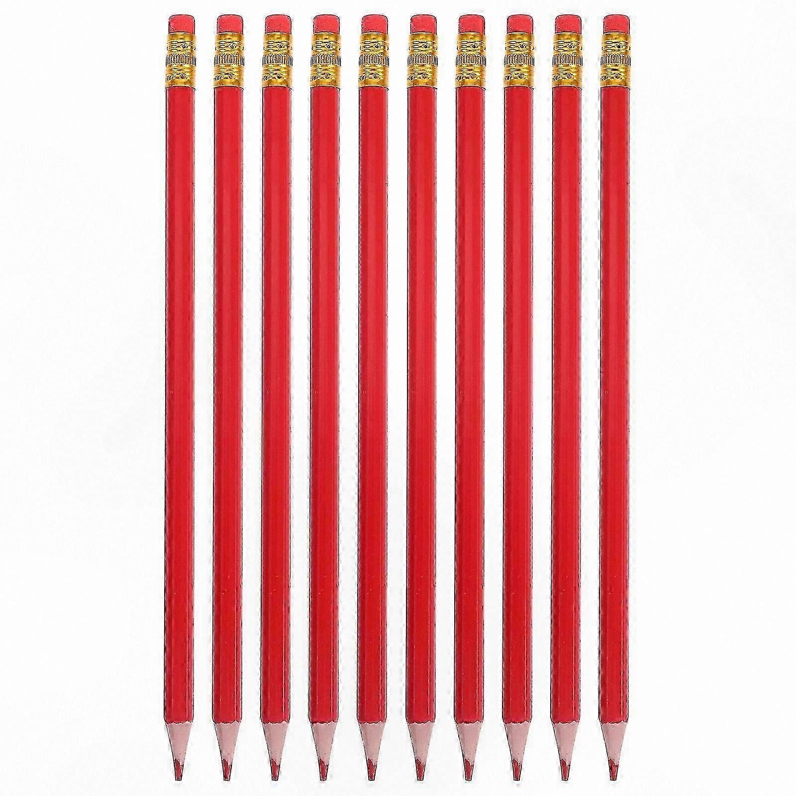 12 Pack Pre-Sharpened Red Erasable Pencils with Erasers for Drafting, Coloring, Testing