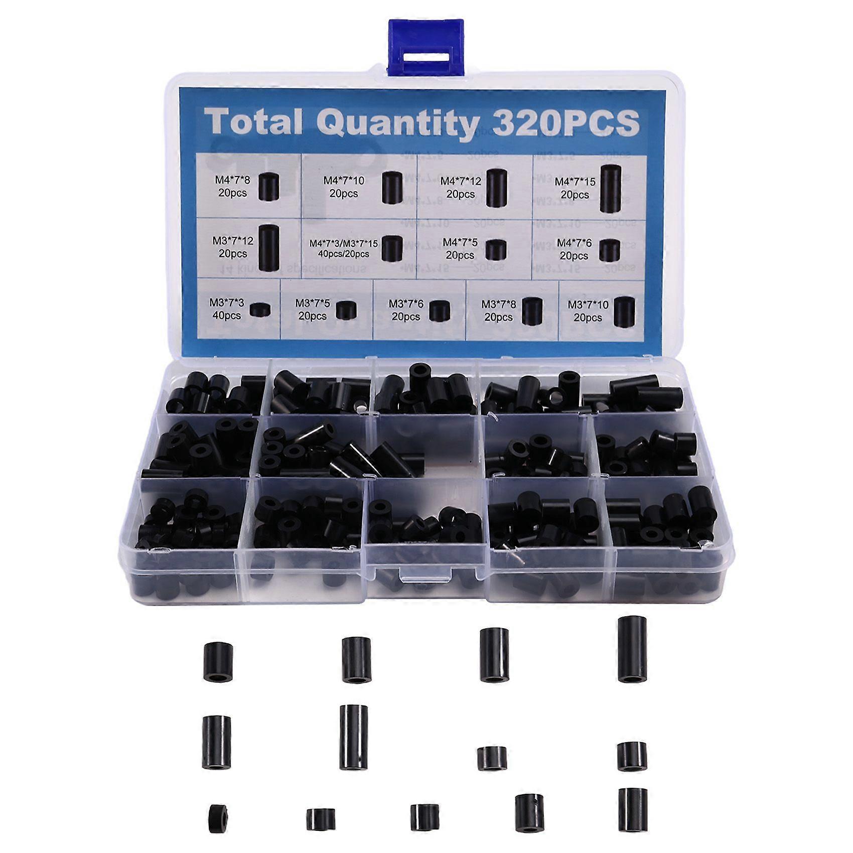 320 Pcs Straight-Through Hollow Plastic Isolation Column Straight-Through Column Sleeve Insulating Column Set