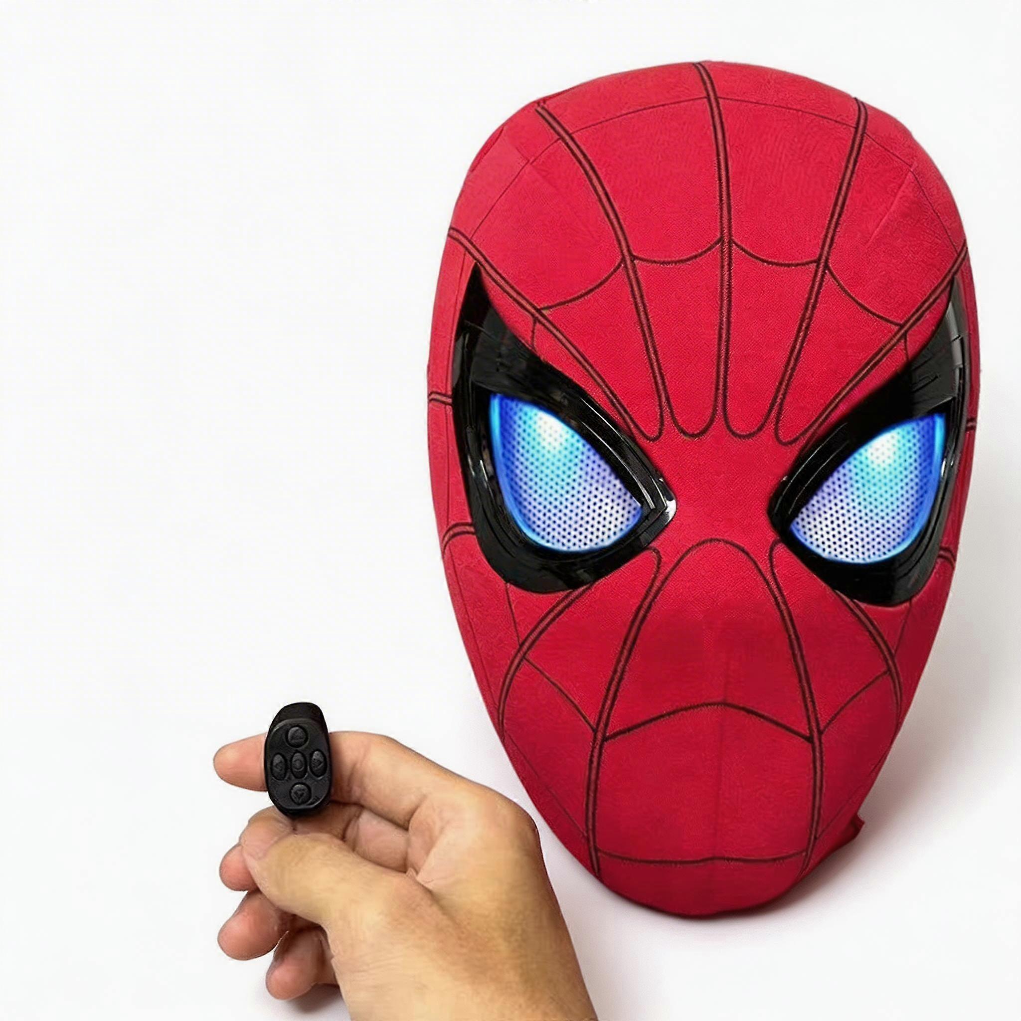 Cosplay Spider-Man Cosplay Mask with Movable Blinking Eyes & Blue/Red Glow - Perfect Gift - Red
