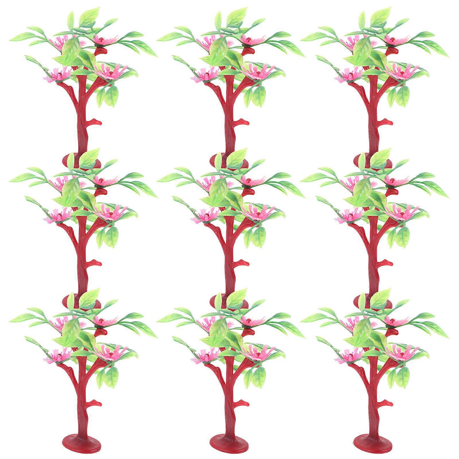Miniature Tree Model for Decoration 40Pcs Red Artificial Plastic Trees
