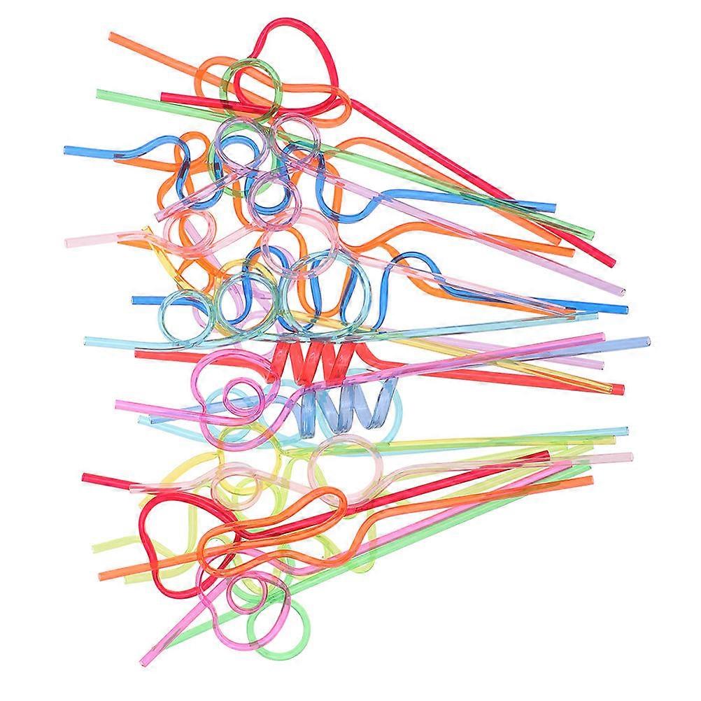 Water Crystal Drinking Straws for Drinking 24Pcs Assorted Color Loop Straws