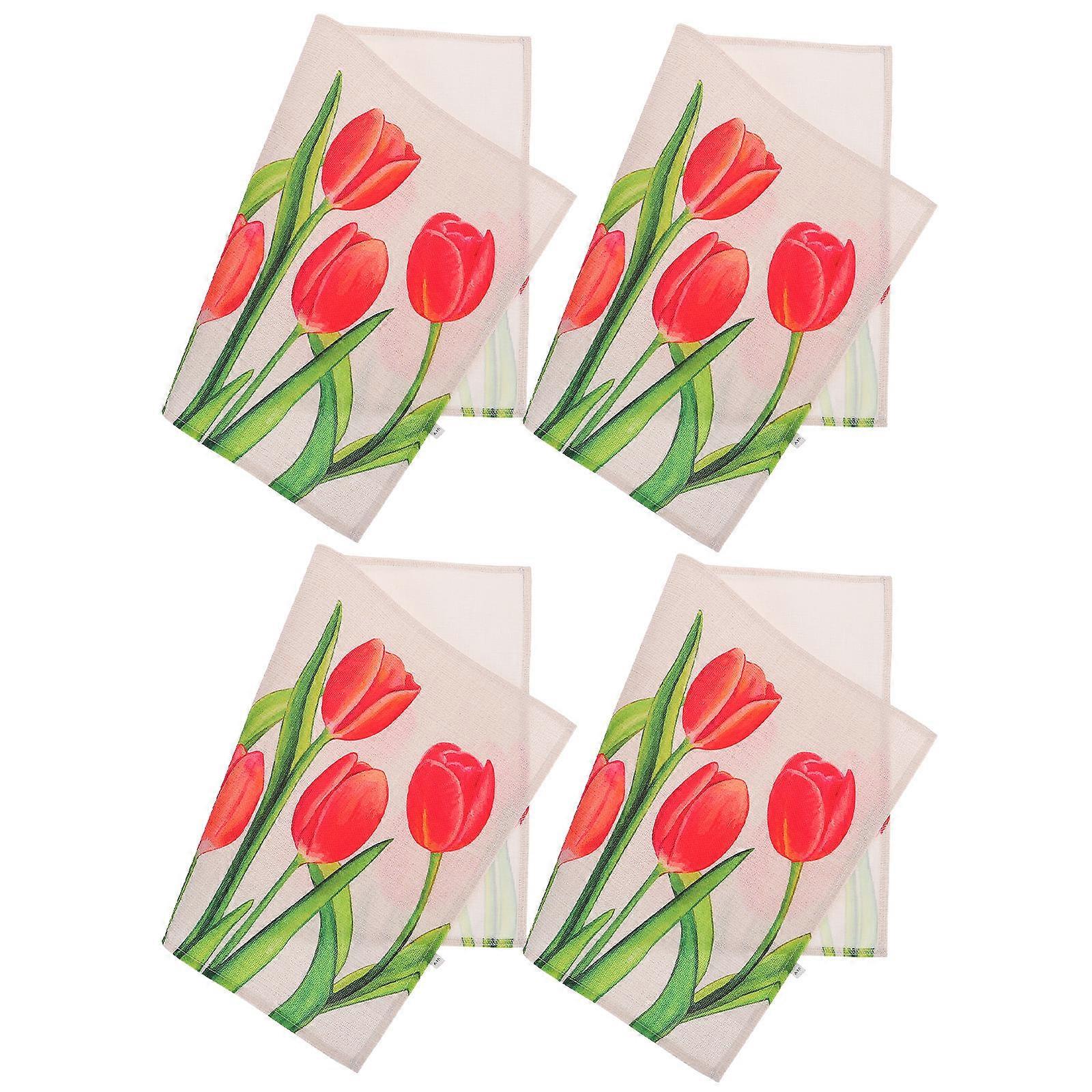 Decorative Tableware Mats Flower Pattern Place Mats Heat-Resistant 12Pcs
