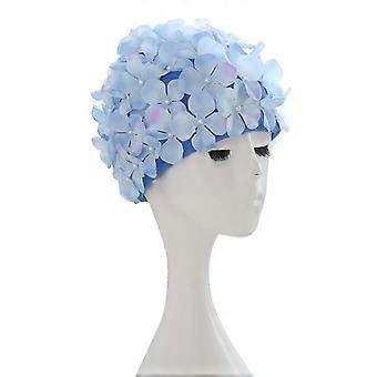 3D Floral Women Swim Cap Retro Petal Design Lady Bathing Swimming Hat with Flowers