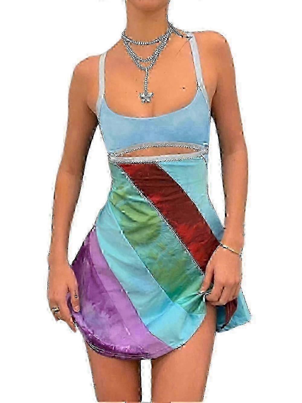 Randig miniklänning i vintagestil
