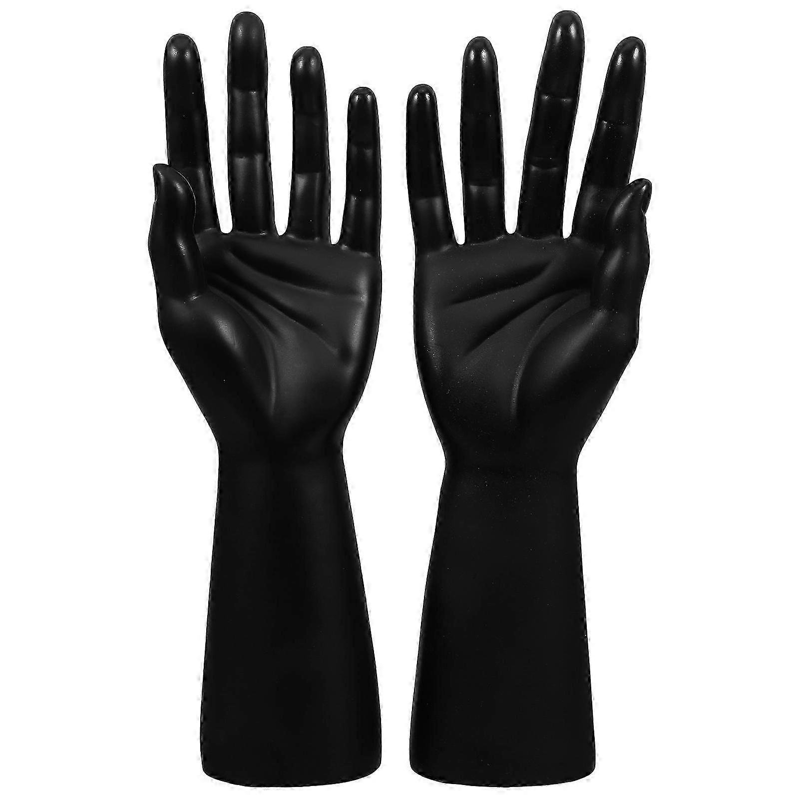 Black Multi-Function Ring Holder Mannequin Hands for Jewelry Display 2Pcs